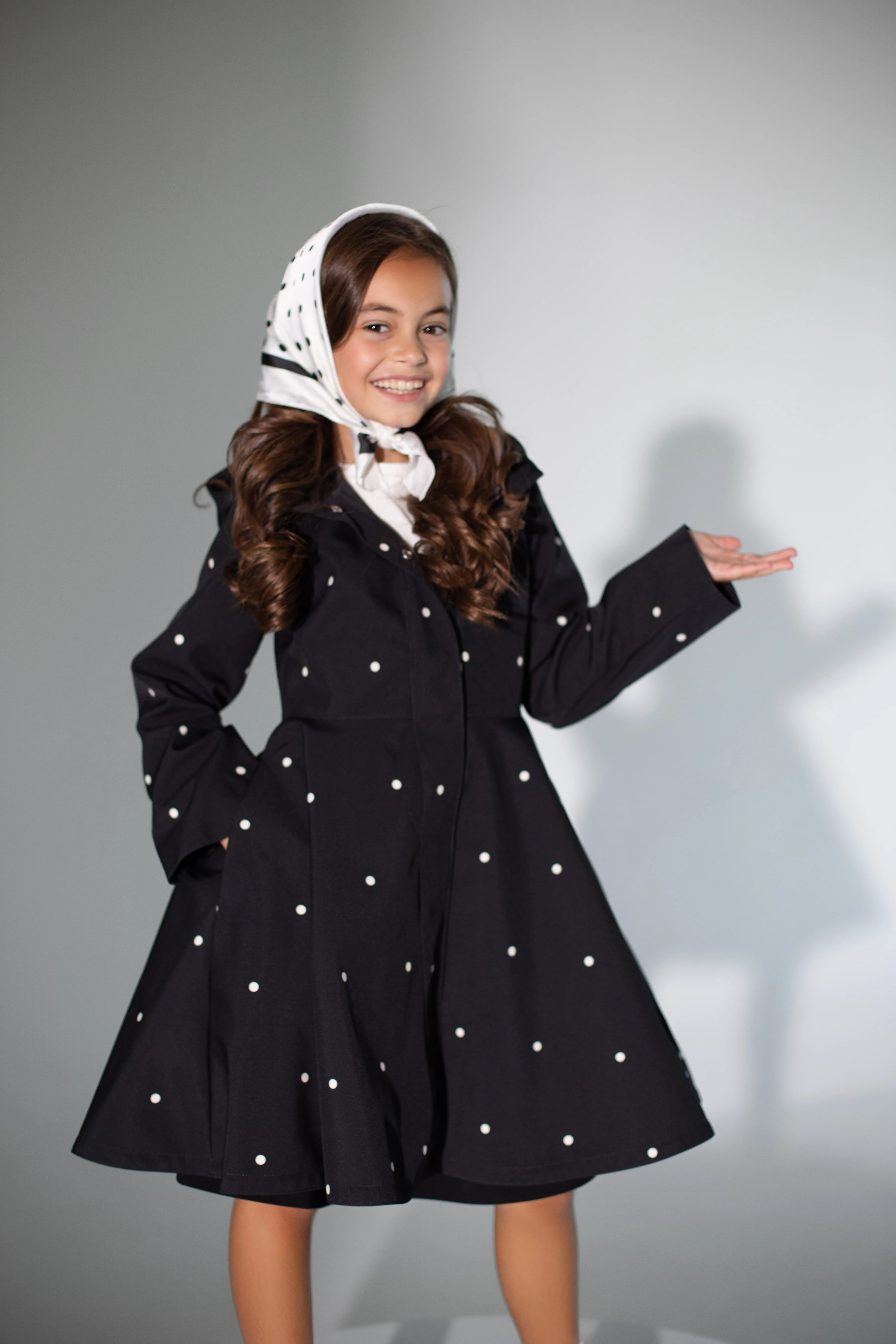 Black Coat for Girls with Polka Dots | Timeless Polka Dots - Image 2