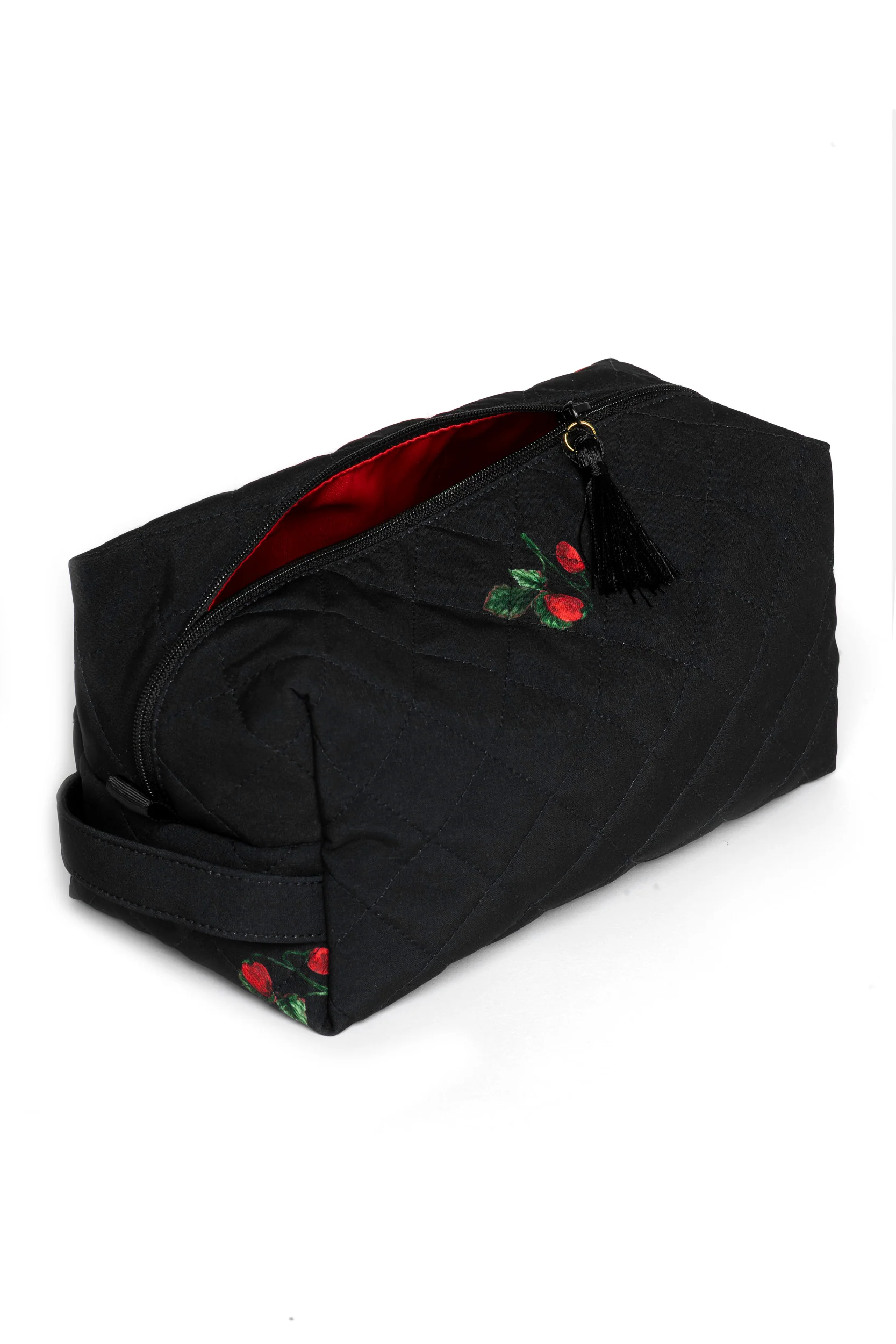 Black Makeup Bag Set with Strawberry Print | Wild Strawberry - Image 2