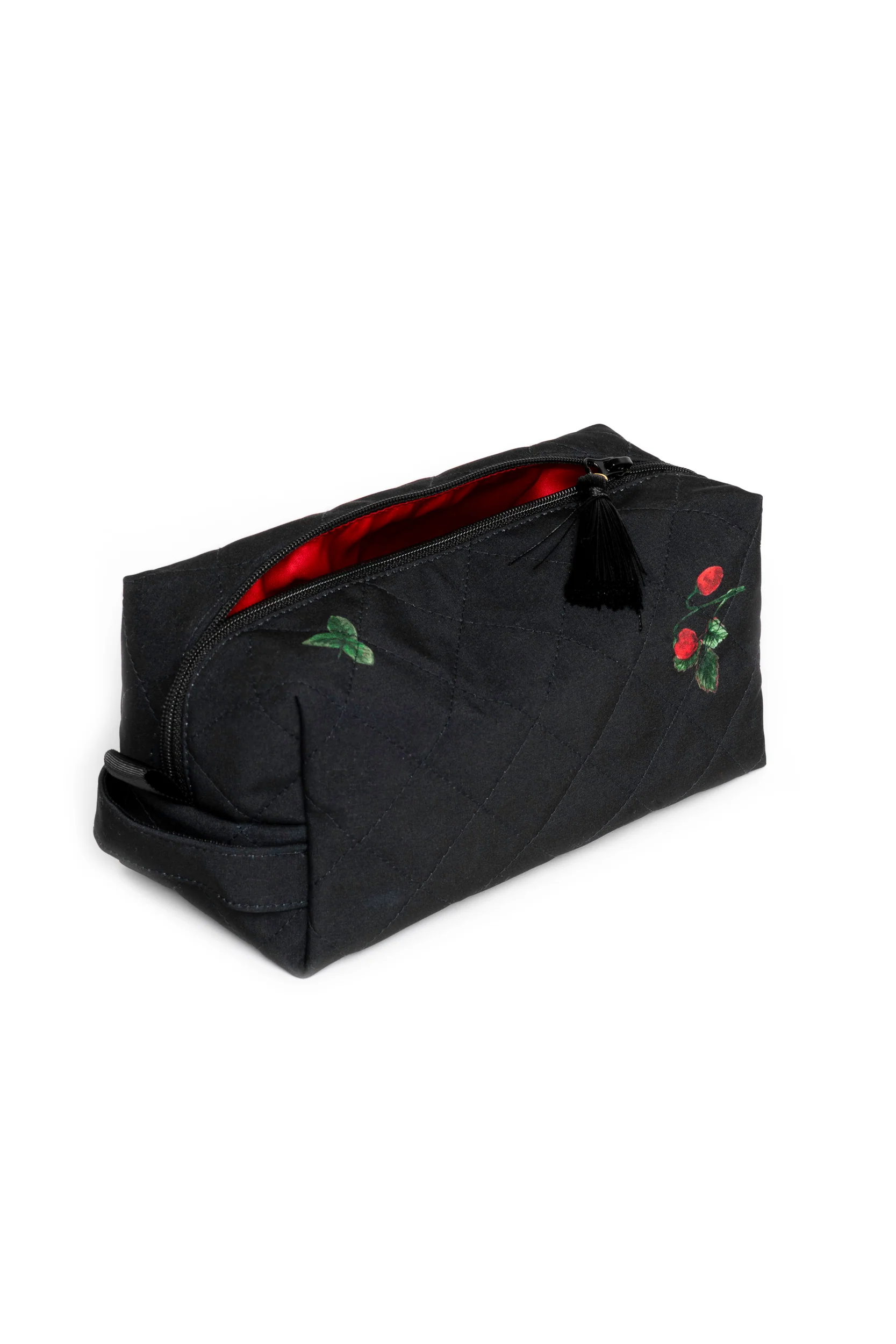 Black Makeup Bag Set with Strawberry Print | Wild Strawberry - Image 4