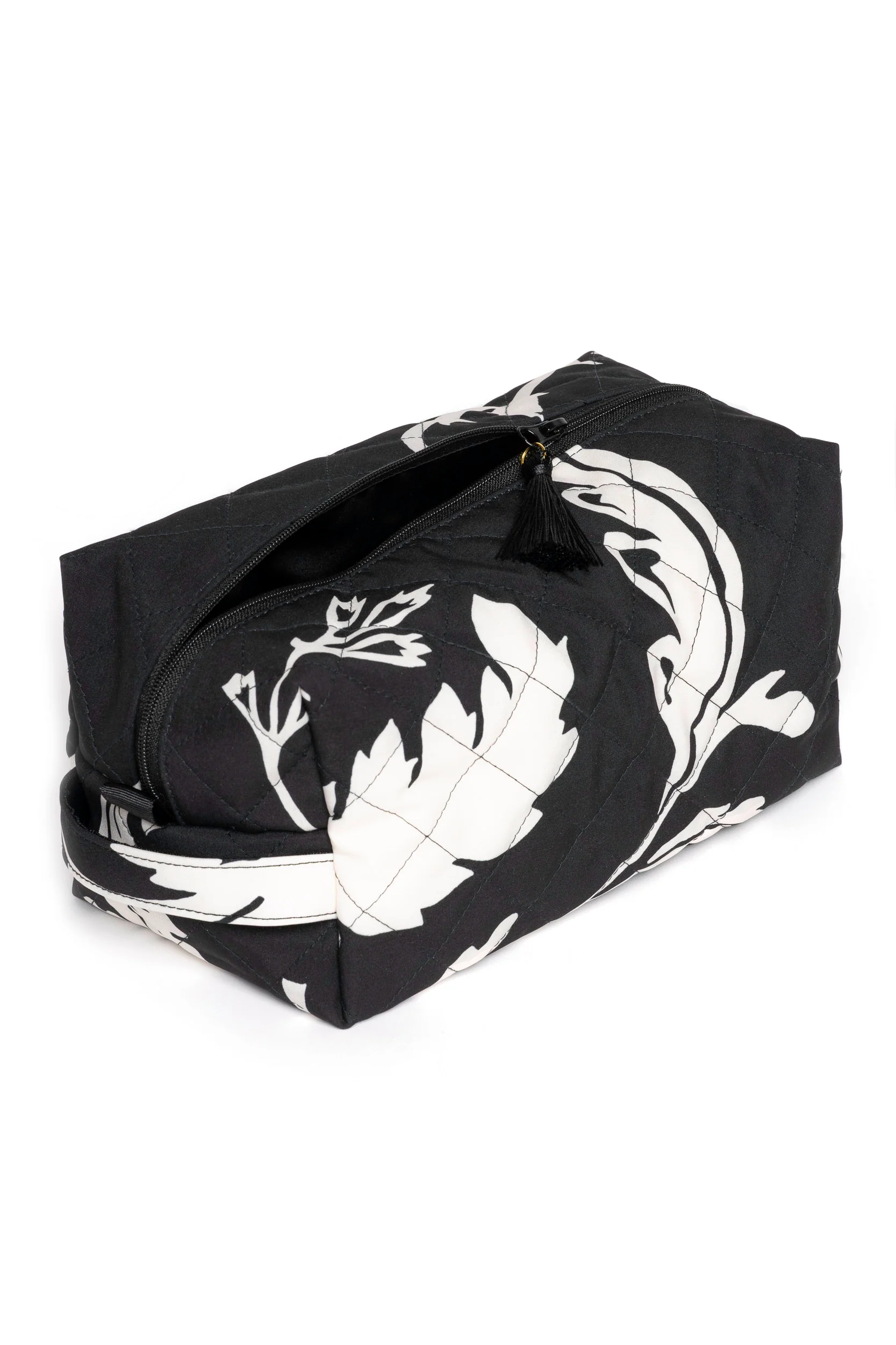 Black Makeup Bag Set with White Floral Print | Blooming Night - Image 2