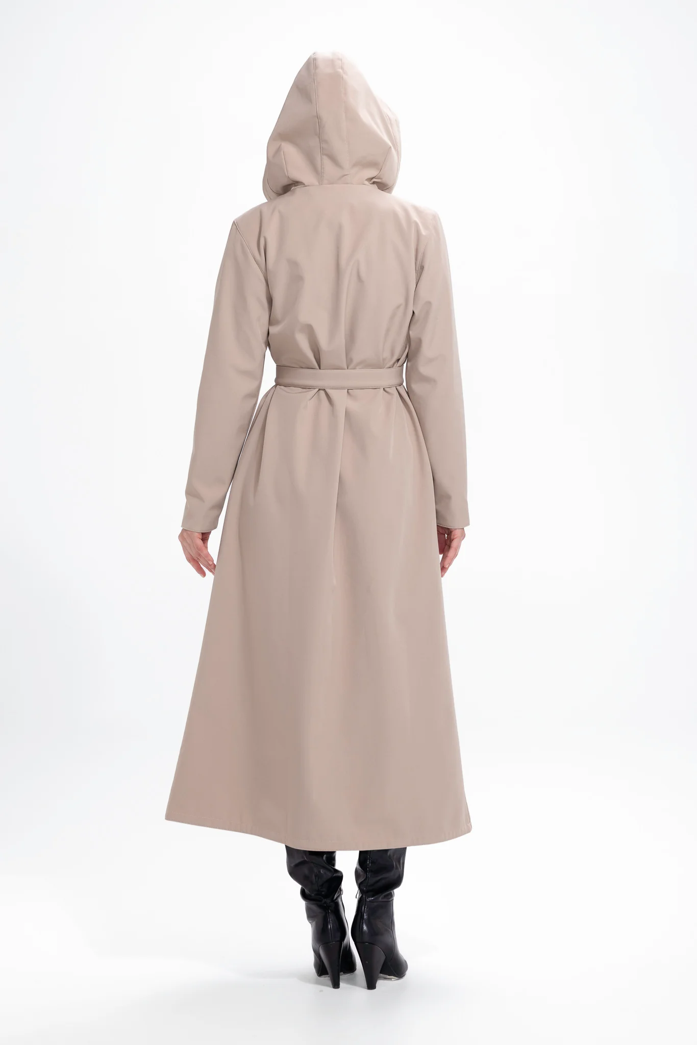 Double Breasted Coat with Trapeze Cut in Beige | Classic Trench - Image 5