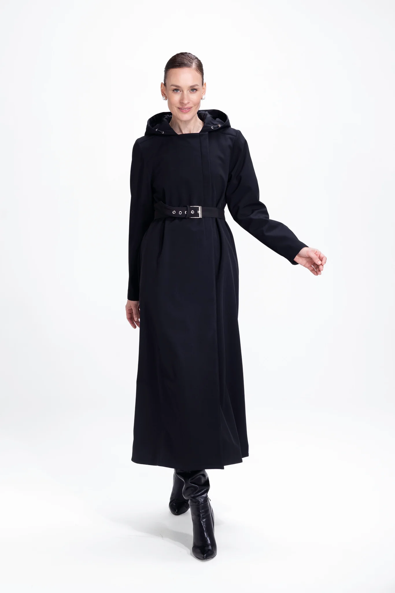 Double Breasted Coat with Trapeze Cut in Black | Black Classic - Image 4