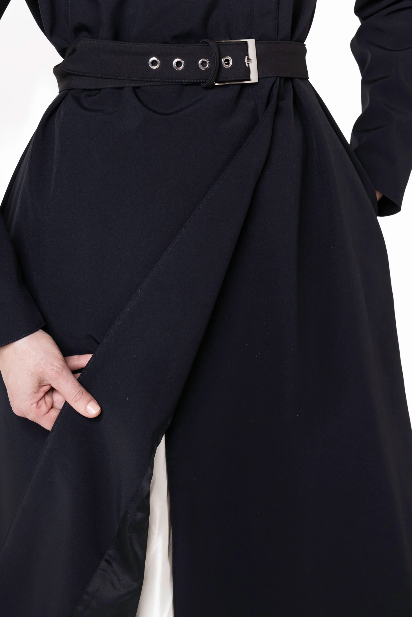 Double Breasted Coat with Trapeze Cut in Black | Black Classic - Image 7