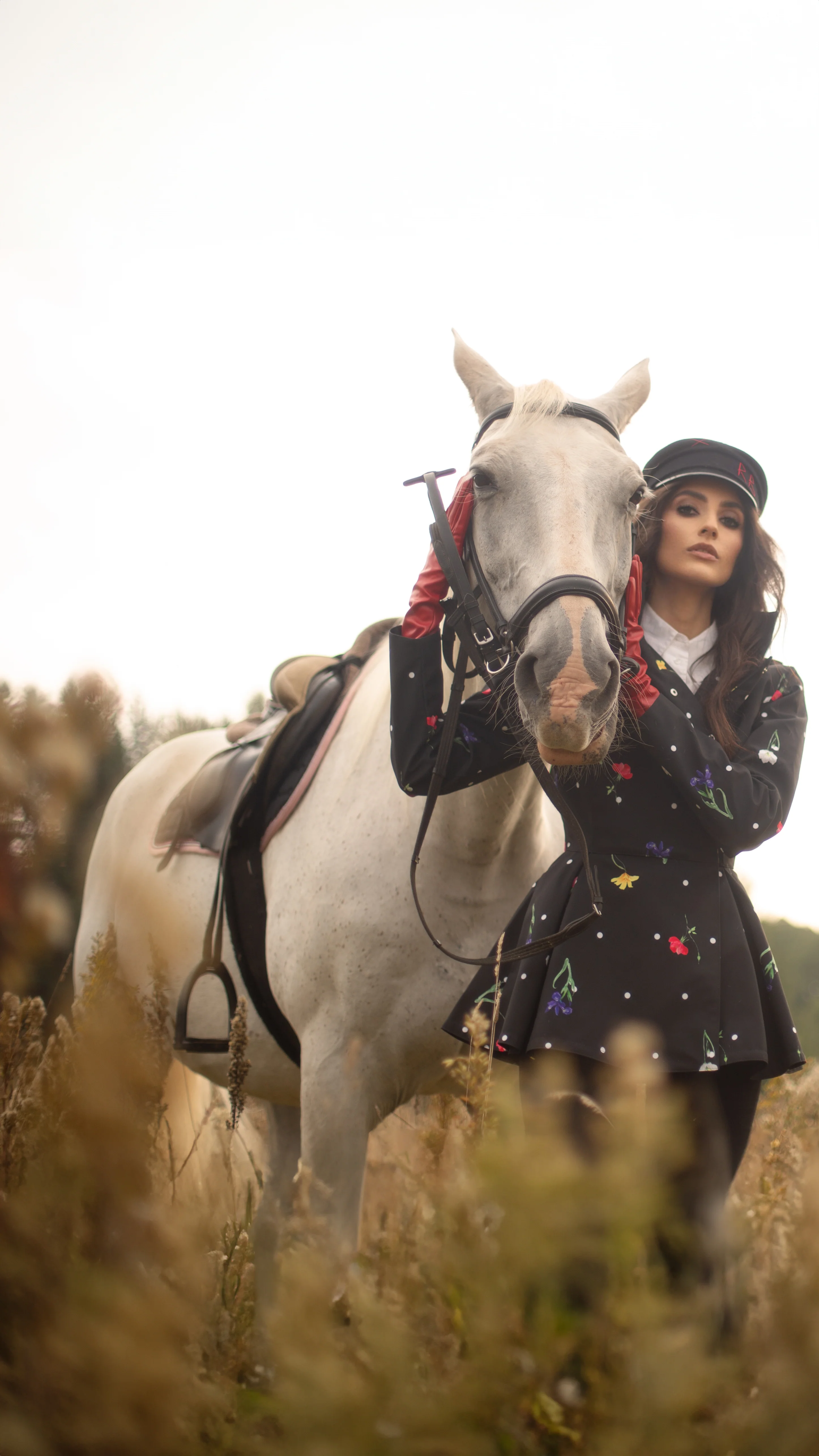 Double Breasted Jacket with Detachable Hood in Black | Cosmic Meadow - Image 2