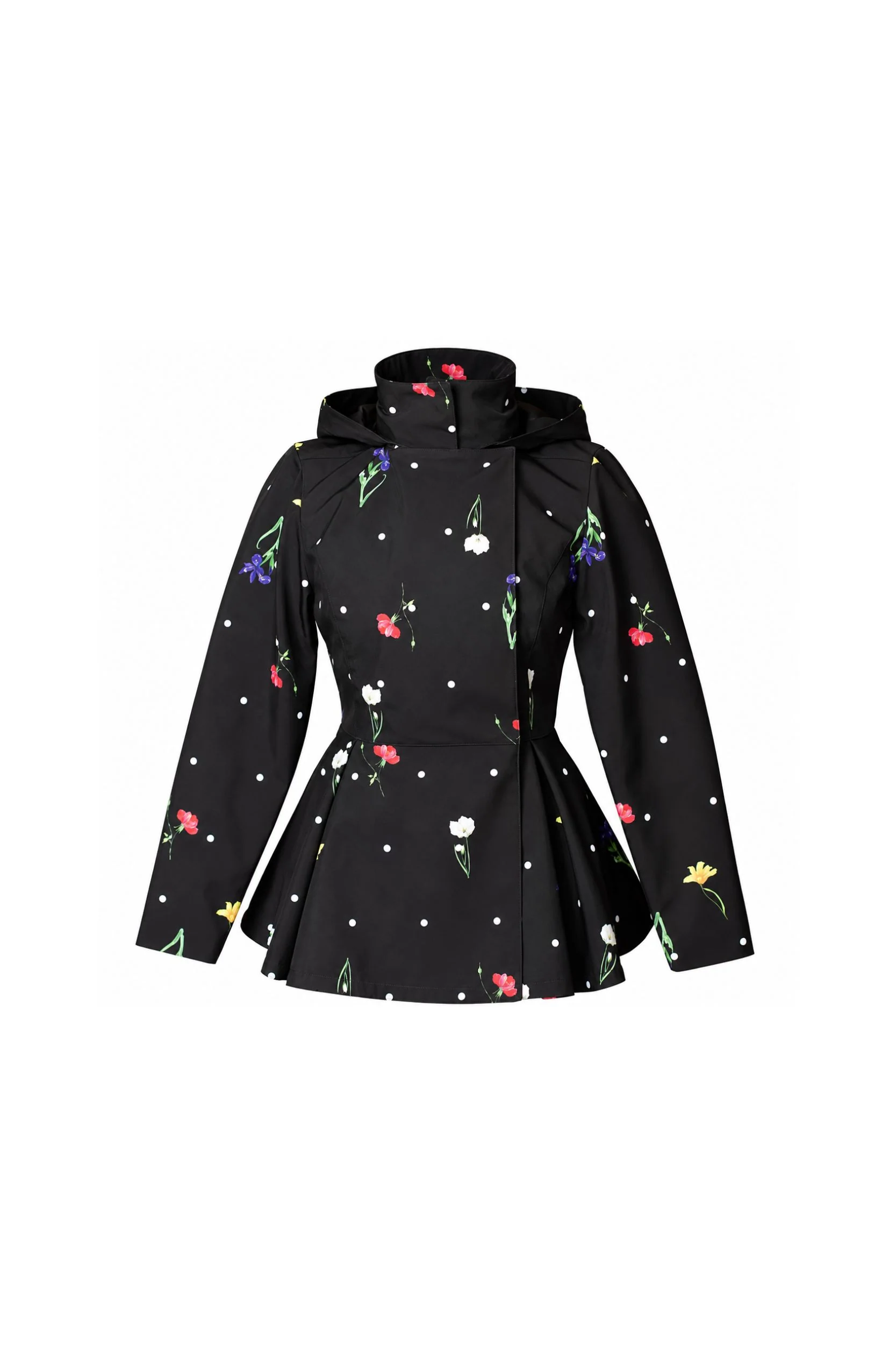 Double Breasted Jacket with Detachable Hood in Black | Cosmic Meadow - Image 9
