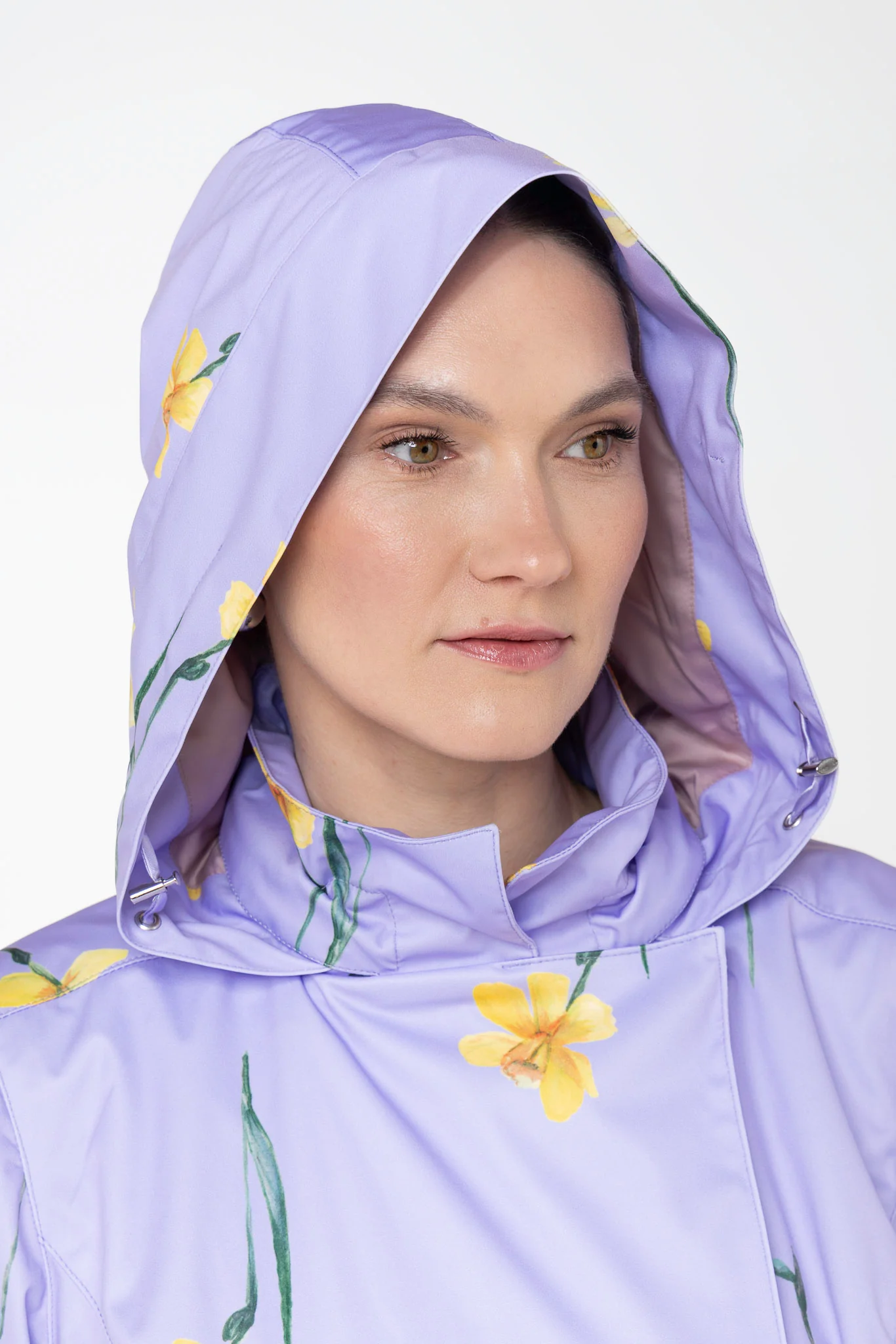 Double Breasted Jacket with Detachable Hood in Light Purple | Lilac Joy - Image 6