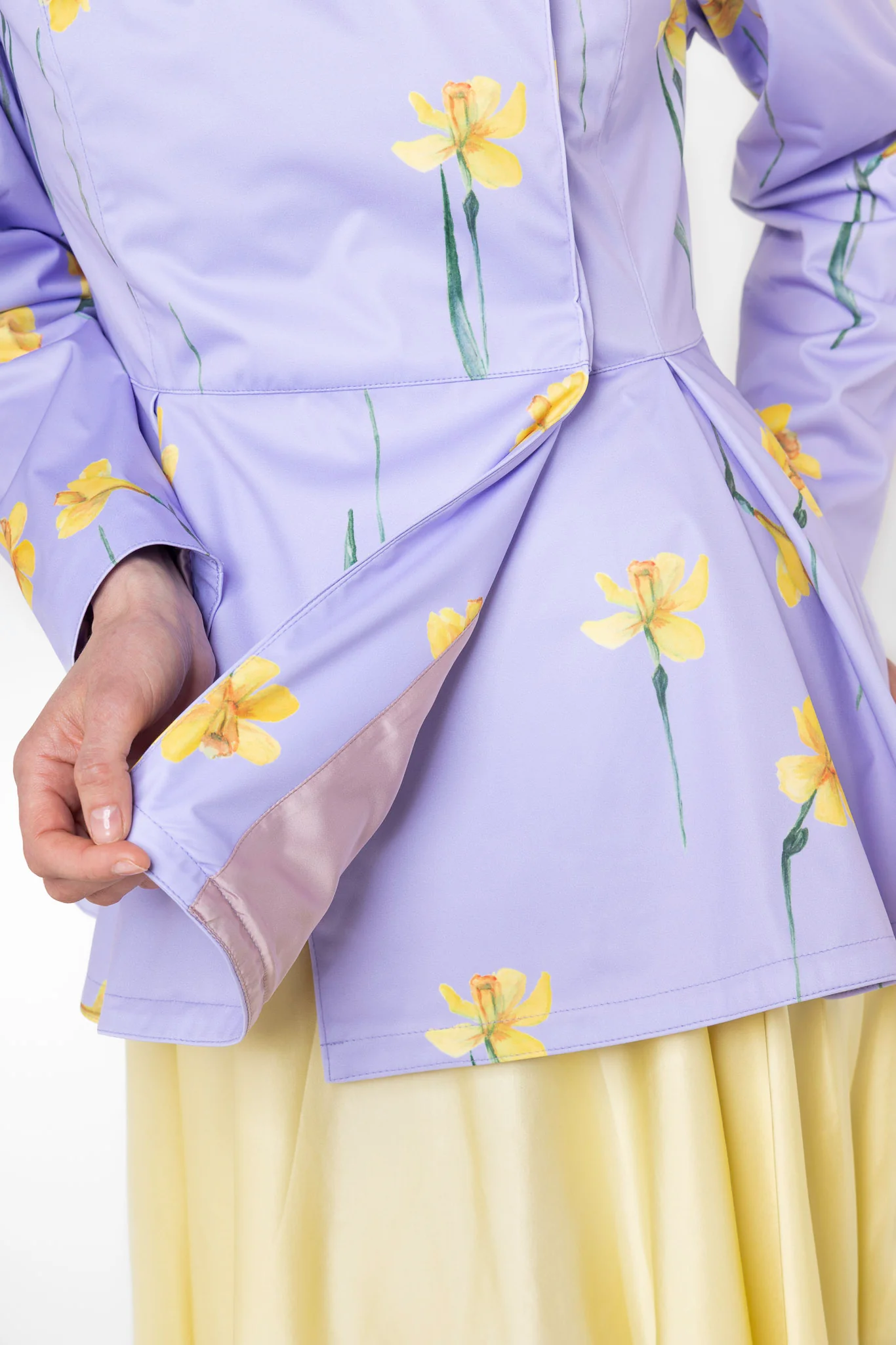 Double Breasted Jacket with Detachable Hood in Light Purple | Lilac Joy - Image 8