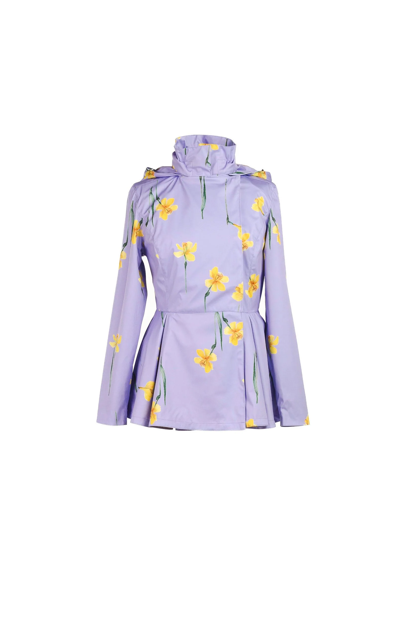 Double Breasted Jacket with Detachable Hood in Light Purple | Lilac Joy - Image 9
