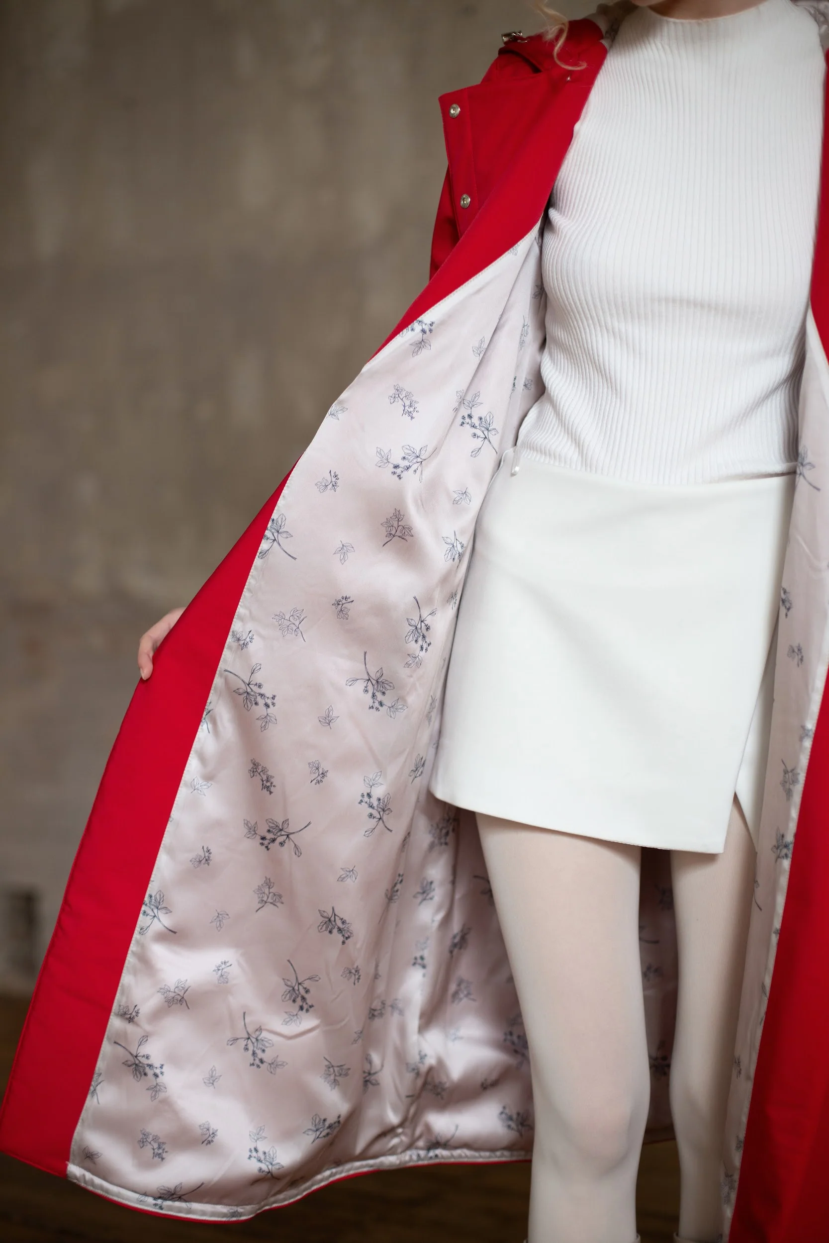 Double Breasted Trapeze Coat in Bright Red | Classic Red - Image 7