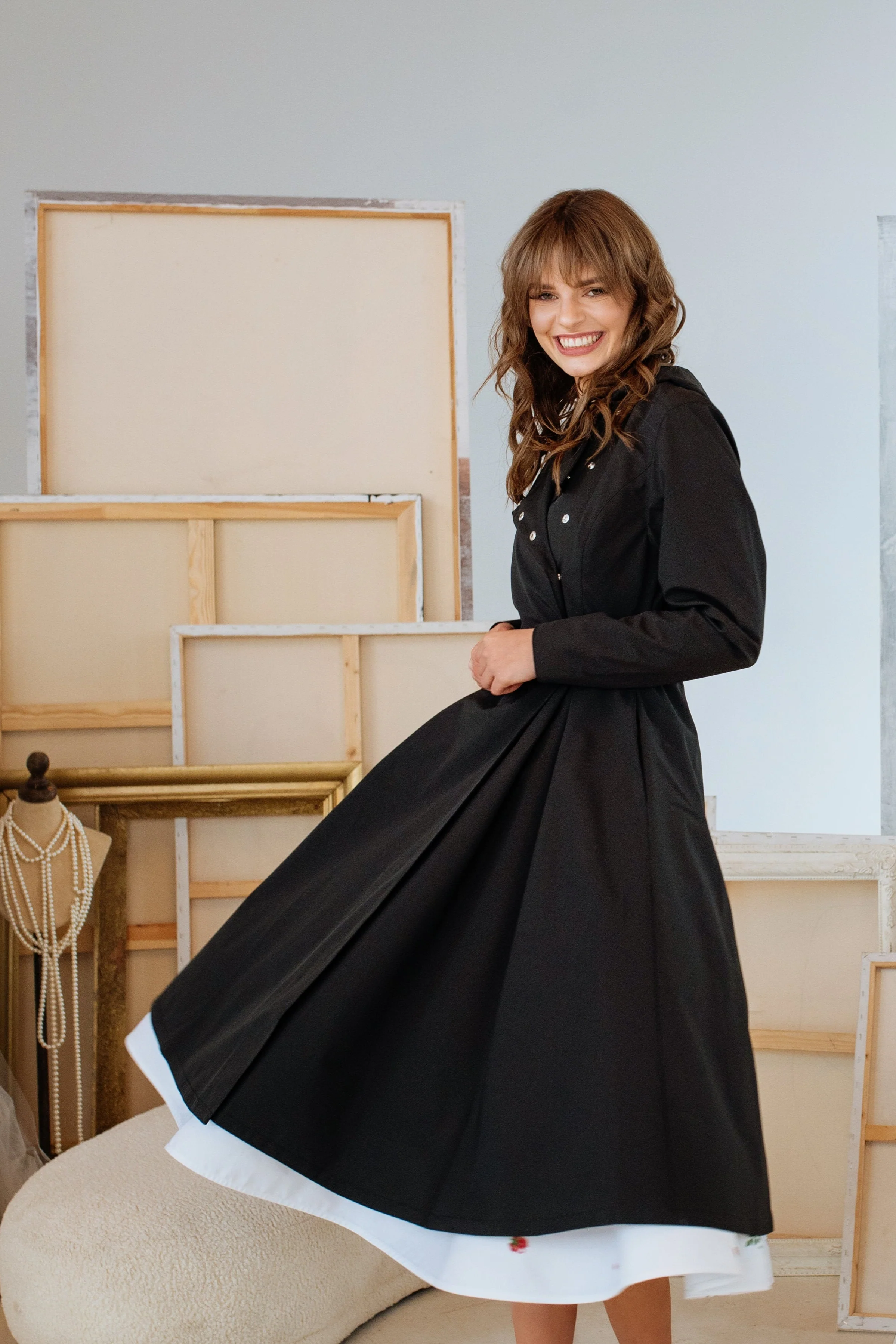 Double Breasted Trench Coat for Spring in Black | Timeless Black - Image 5
