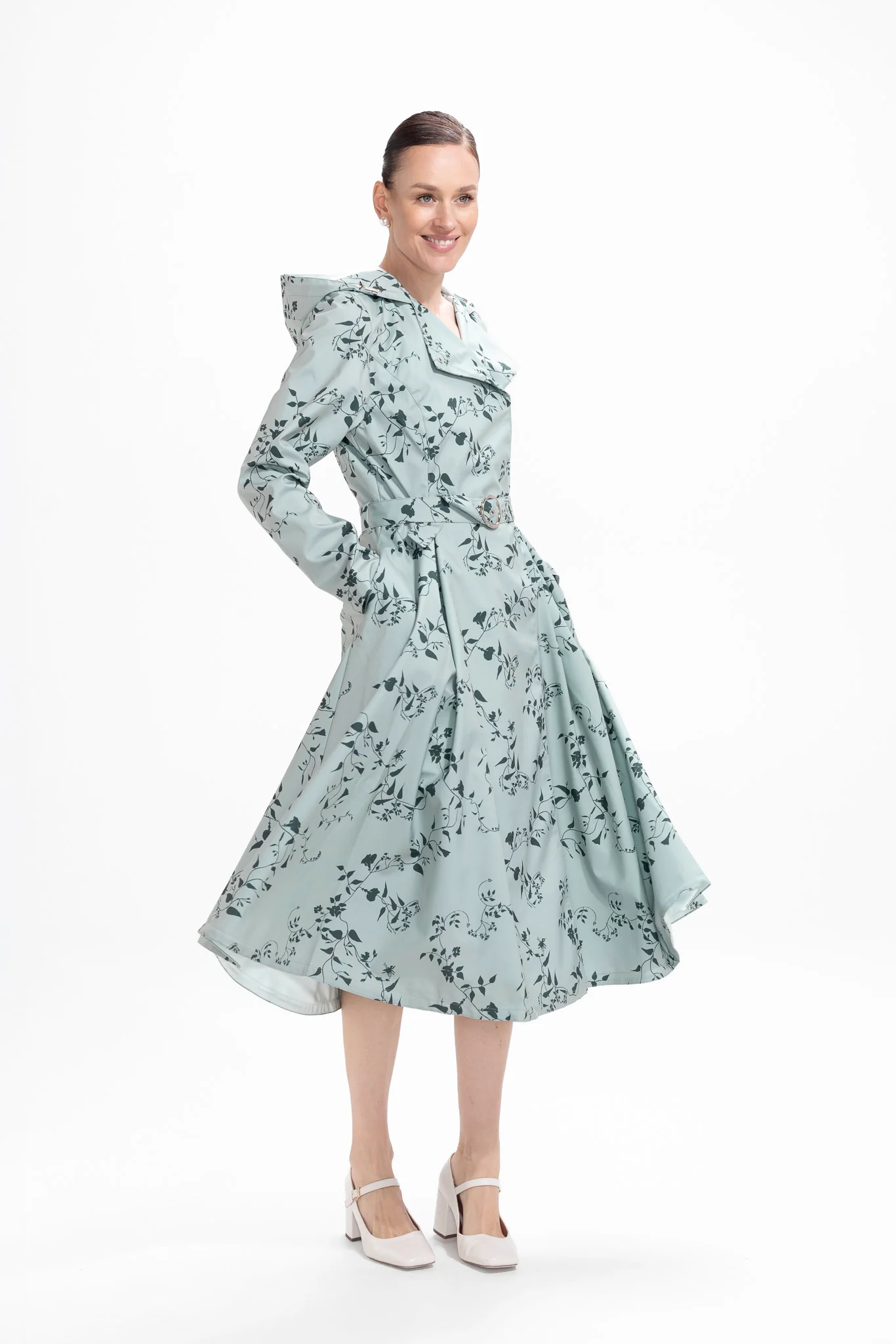 Double Breasted Trench Coat for Spring in Light Green | Minty Meadow - Image 4