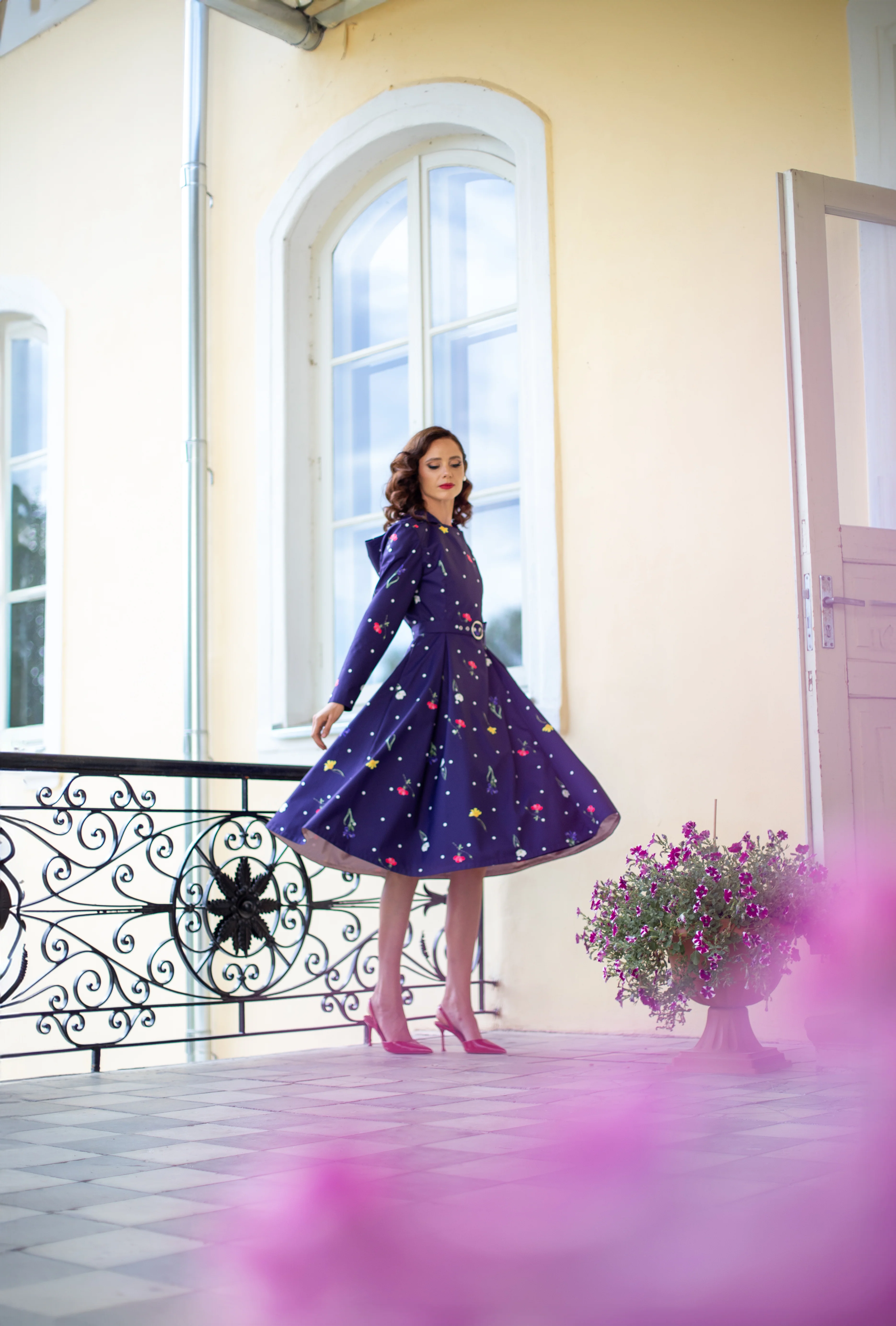 Double Breasted Trench Coat for Spring in Violet | Violet Bloom - Image 2