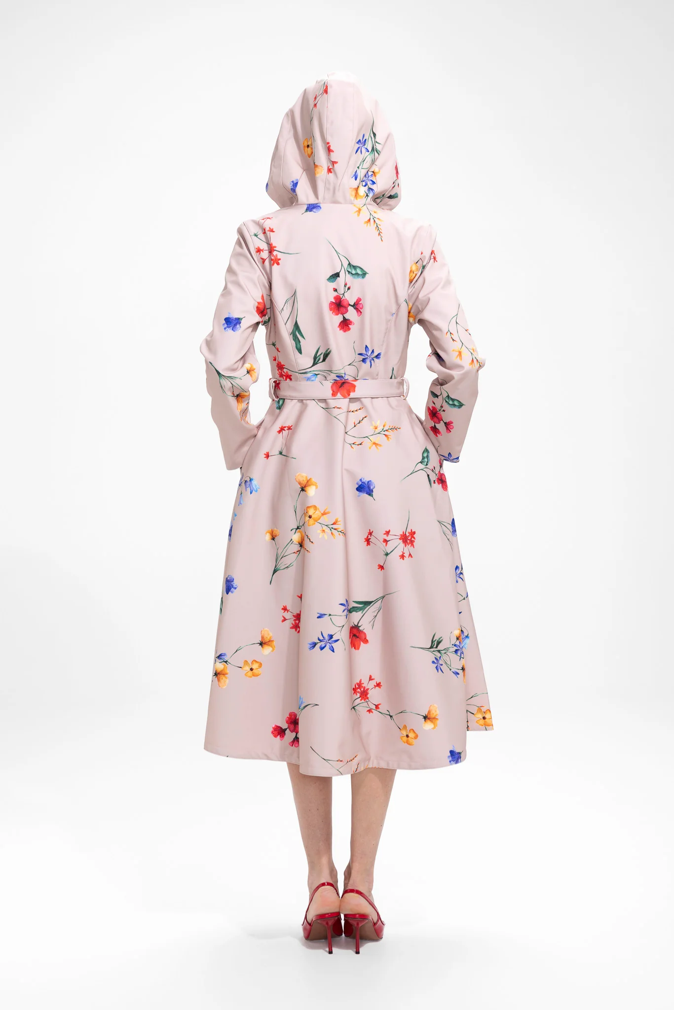 Double Breasted Trench Coat in Beige with Flower Print | Spring Bloom - Image 5