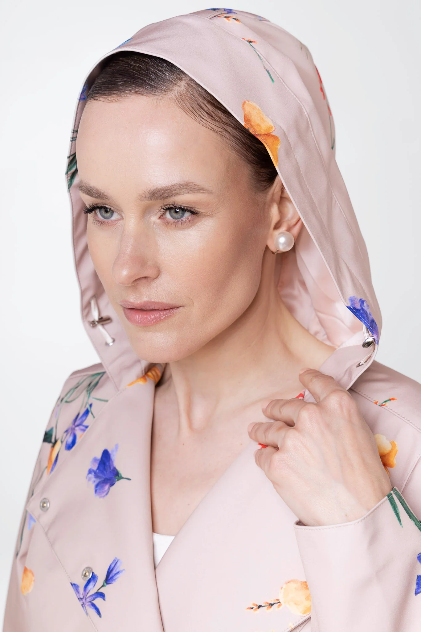 Double Breasted Trench Coat in Beige with Flower Print | Spring Bloom - Image 6