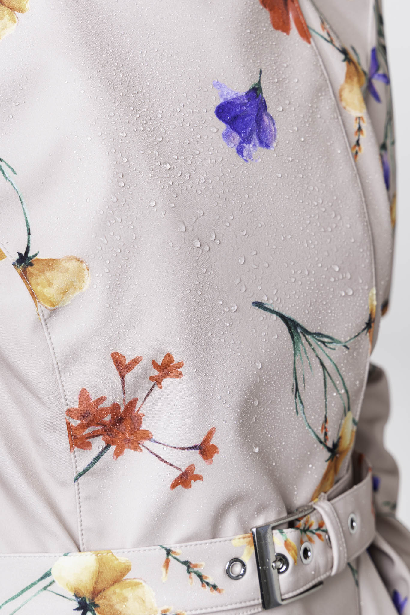 Double Breasted Trench Coat in Beige with Flower Print | Spring Bloom - Image 7
