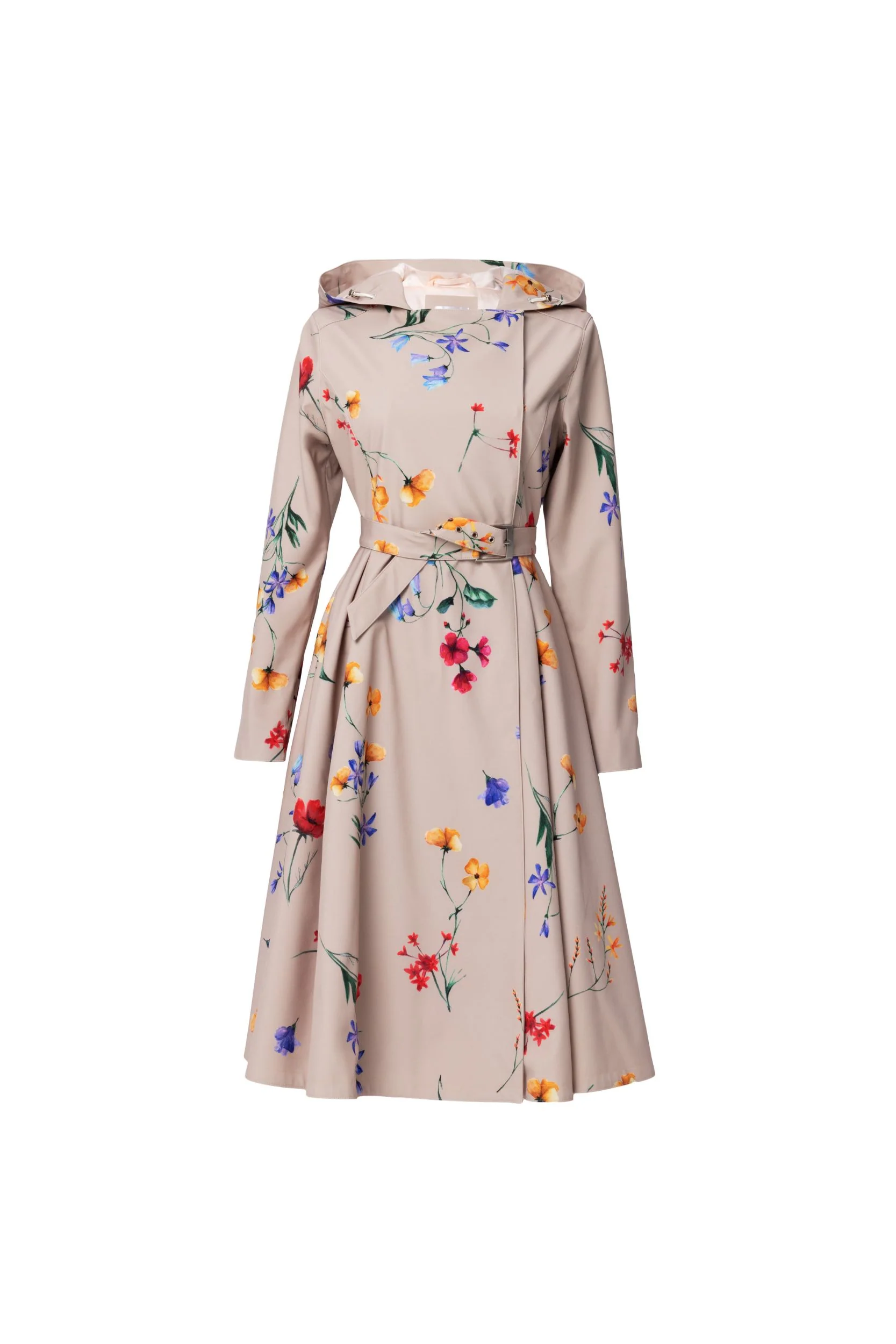 Double Breasted Trench Coat in Beige with Flower Print | Spring Bloom - Image 9