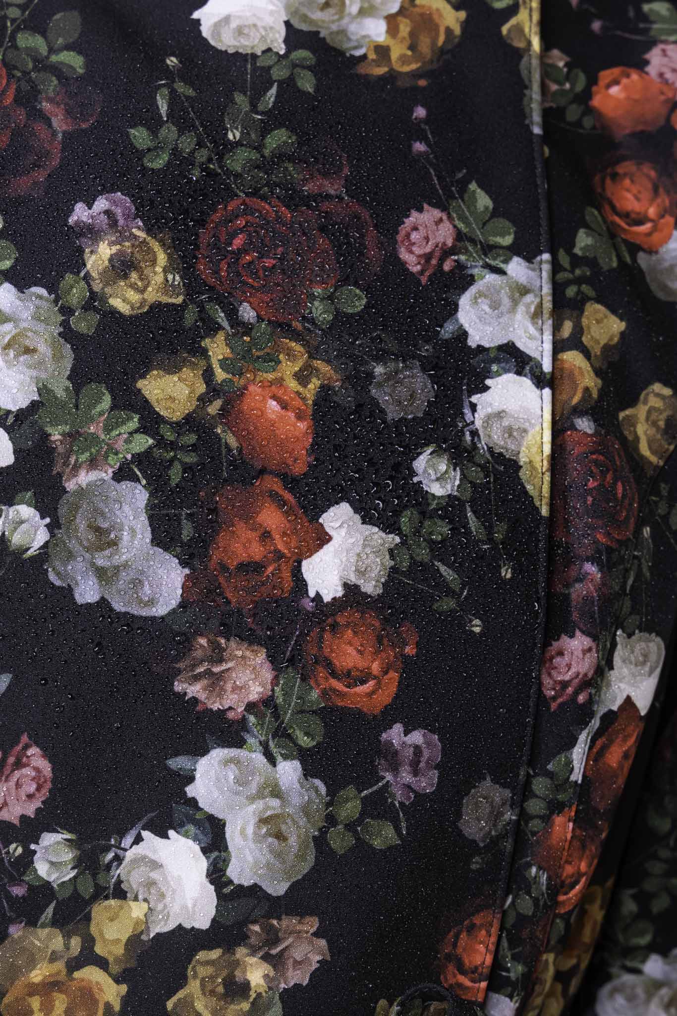 Double Breasted Trench Coat in Black and Red | Rose Garden - Image 7