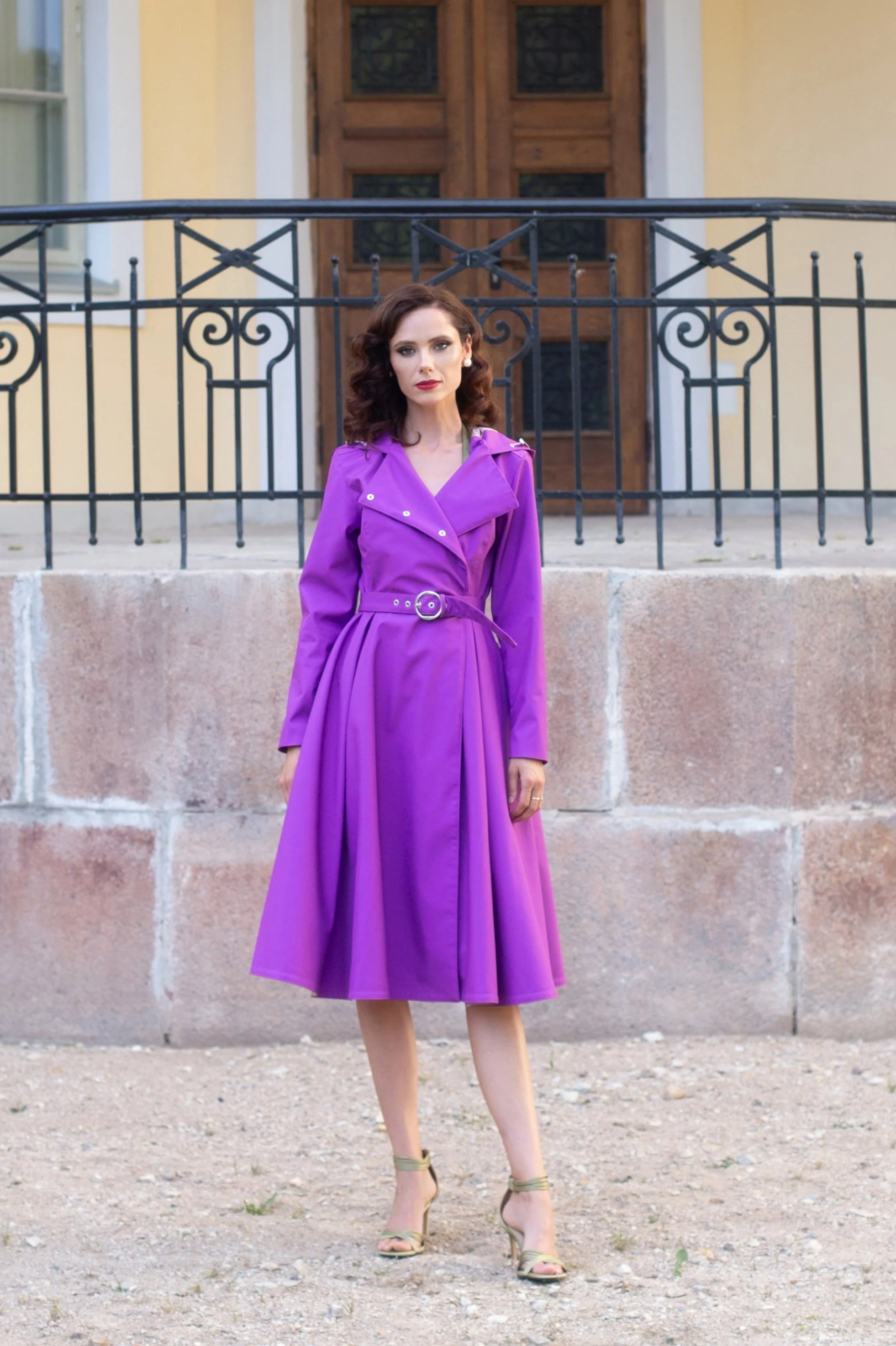 Double Breasted Trench Coat in Fuchsia | Daring Fuchsia - Image 4