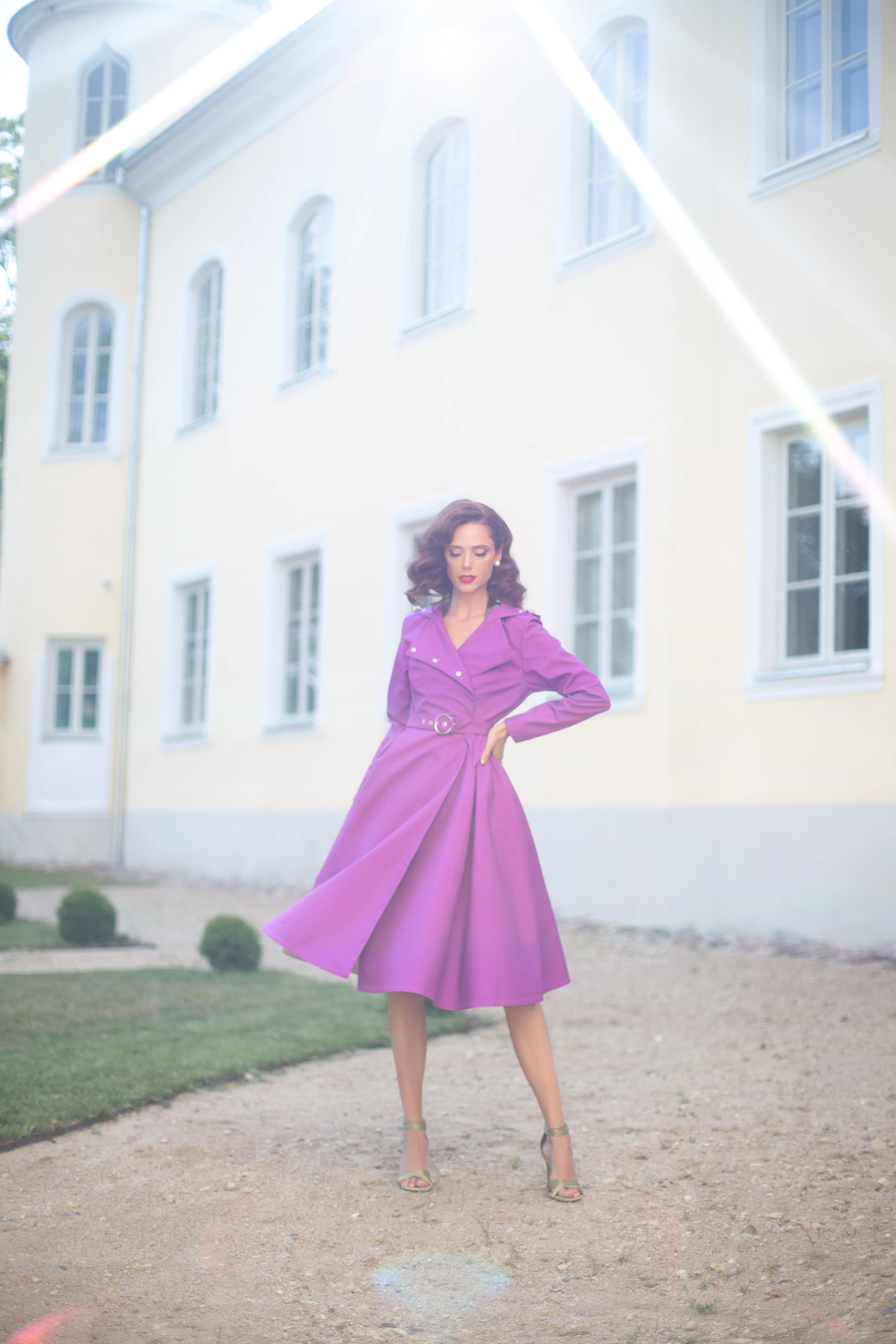 Double Breasted Trench Coat in Fuchsia | Daring Fuchsia - Image 8