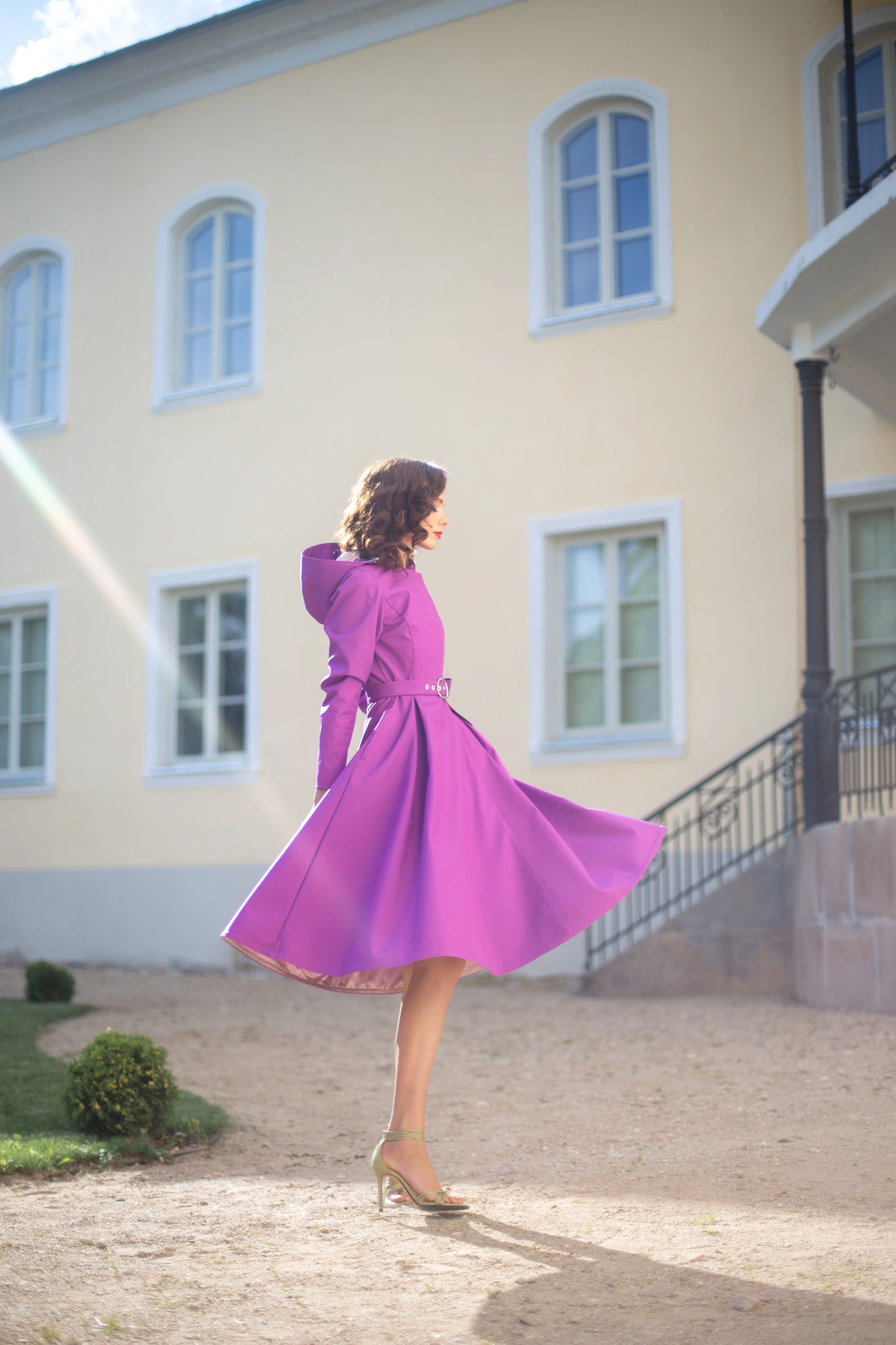 Double Breasted Trench Coat in Fuchsia | Daring Fuchsia - Image 9