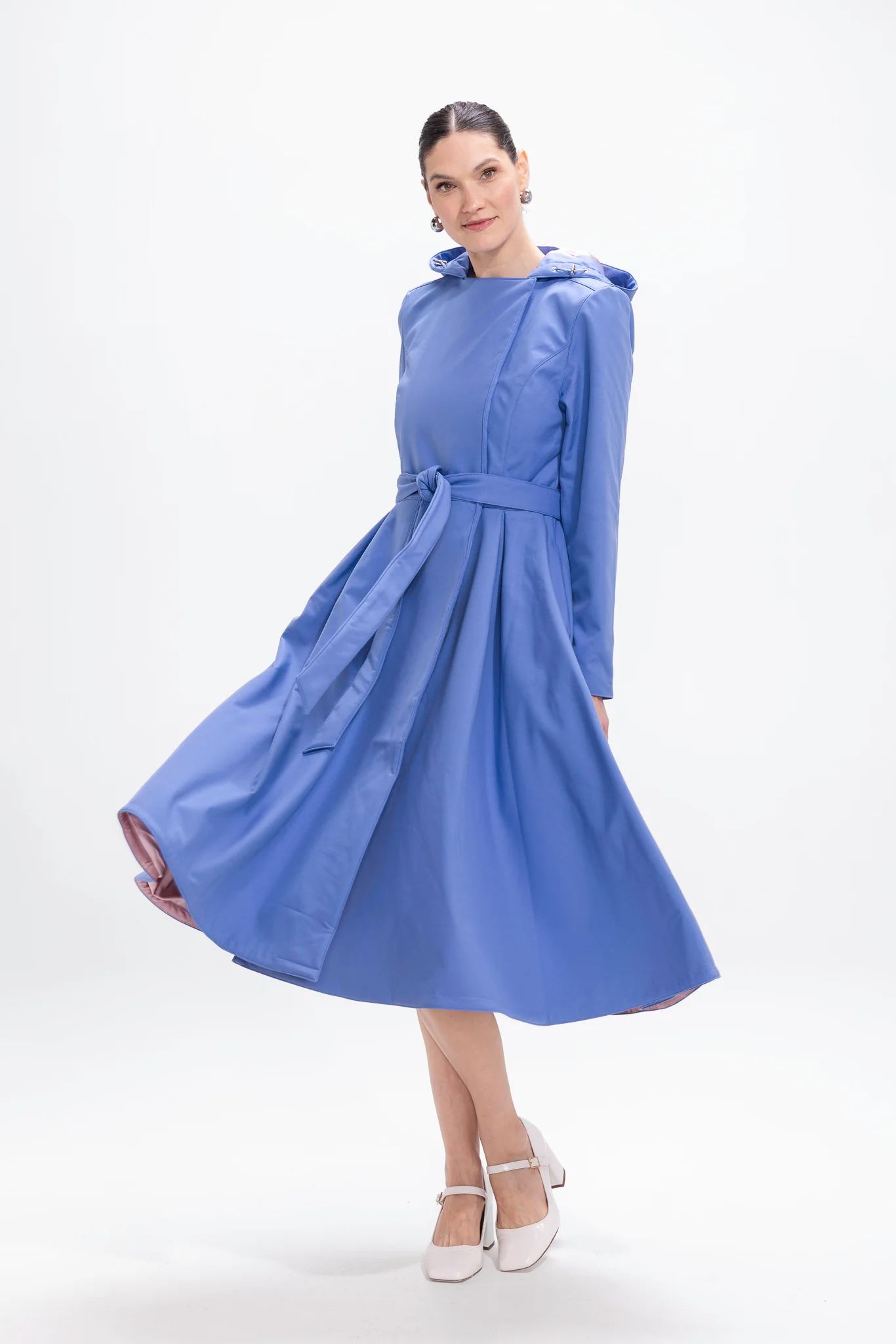 Double Breasted Trench Coat in Soft Blue | Blue Breeze