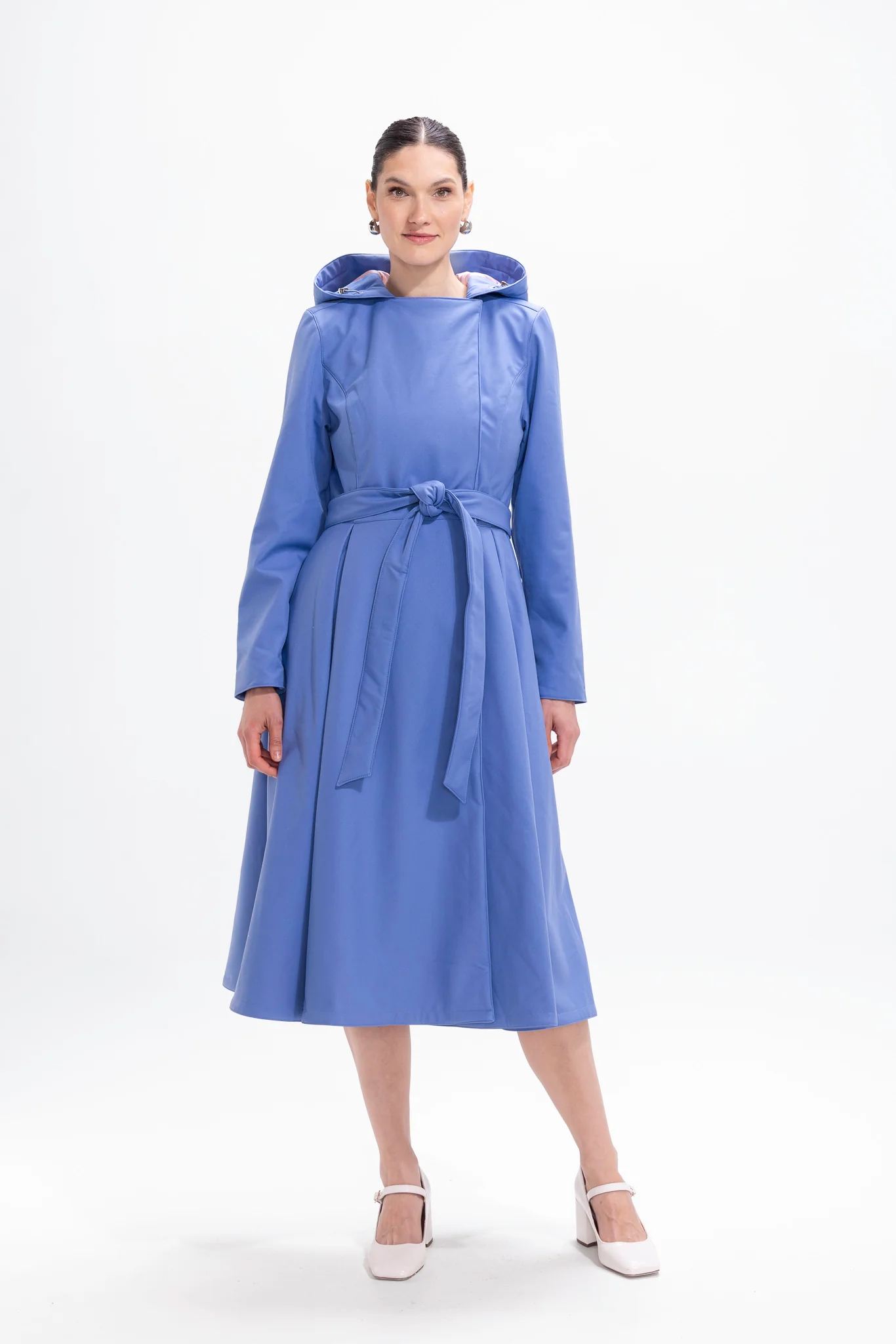 Double Breasted Trench Coat in Soft Blue | Blue Breeze - Image 4