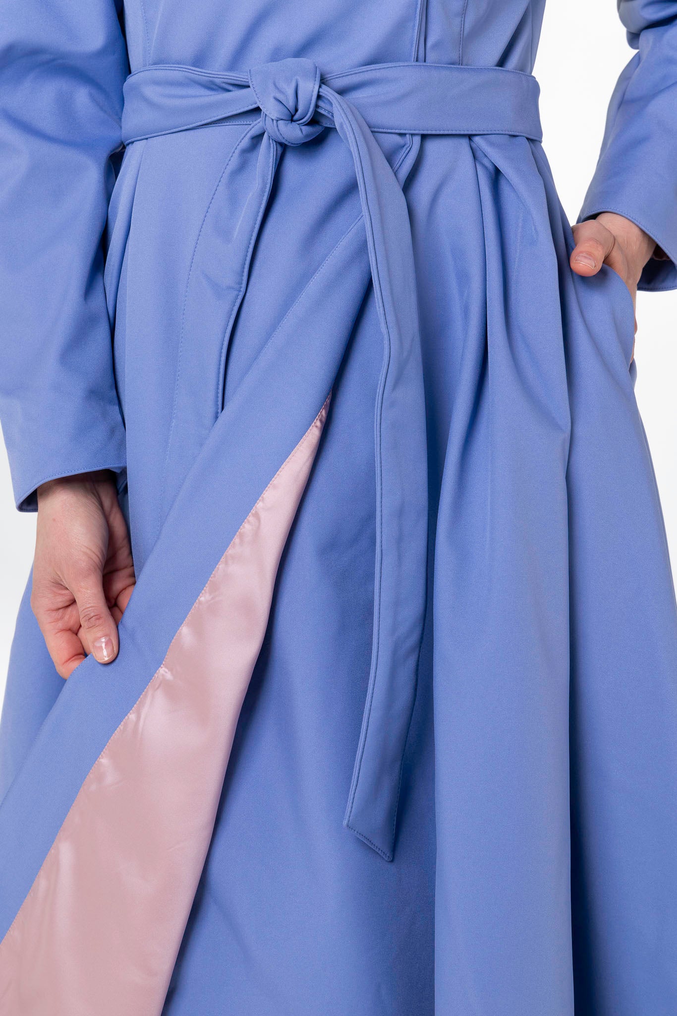 Double Breasted Trench Coat in Soft Blue | Blue Breeze - Image 7
