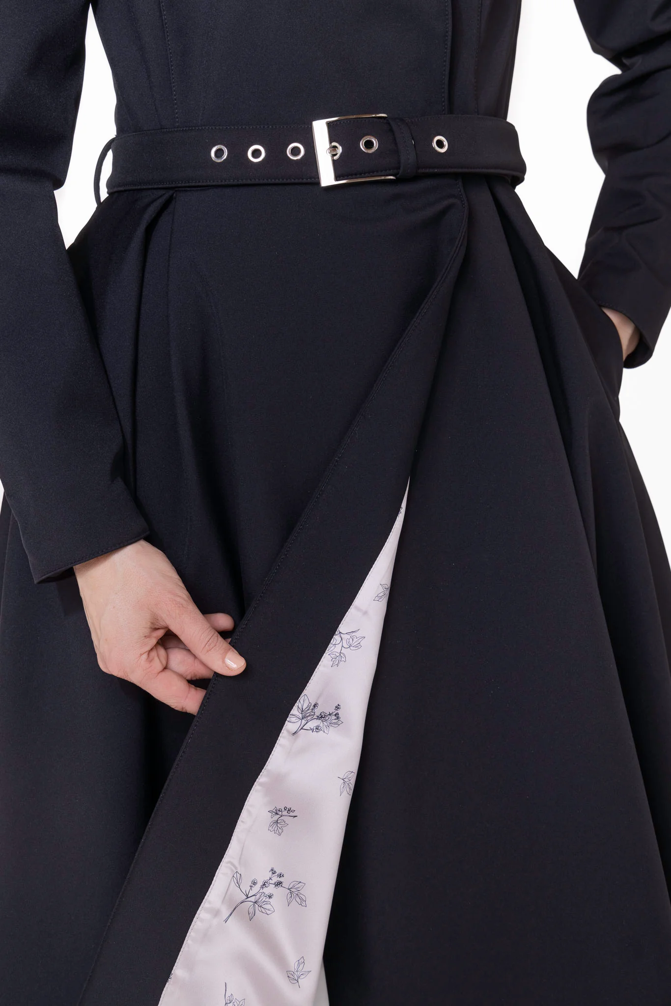 Double Breasted Trench Coat in Solid Black | Queen of Spades - Image 8