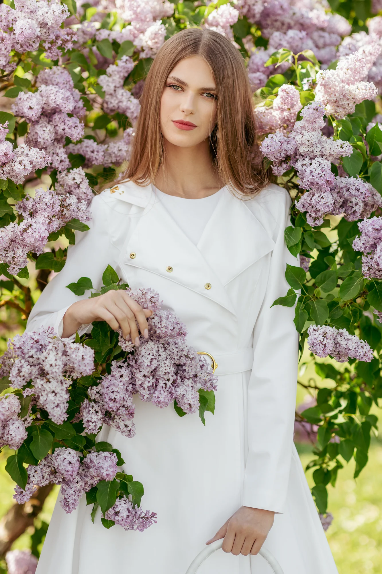 Double Breasted Trench Coat in White | Heavenly White - Image 4