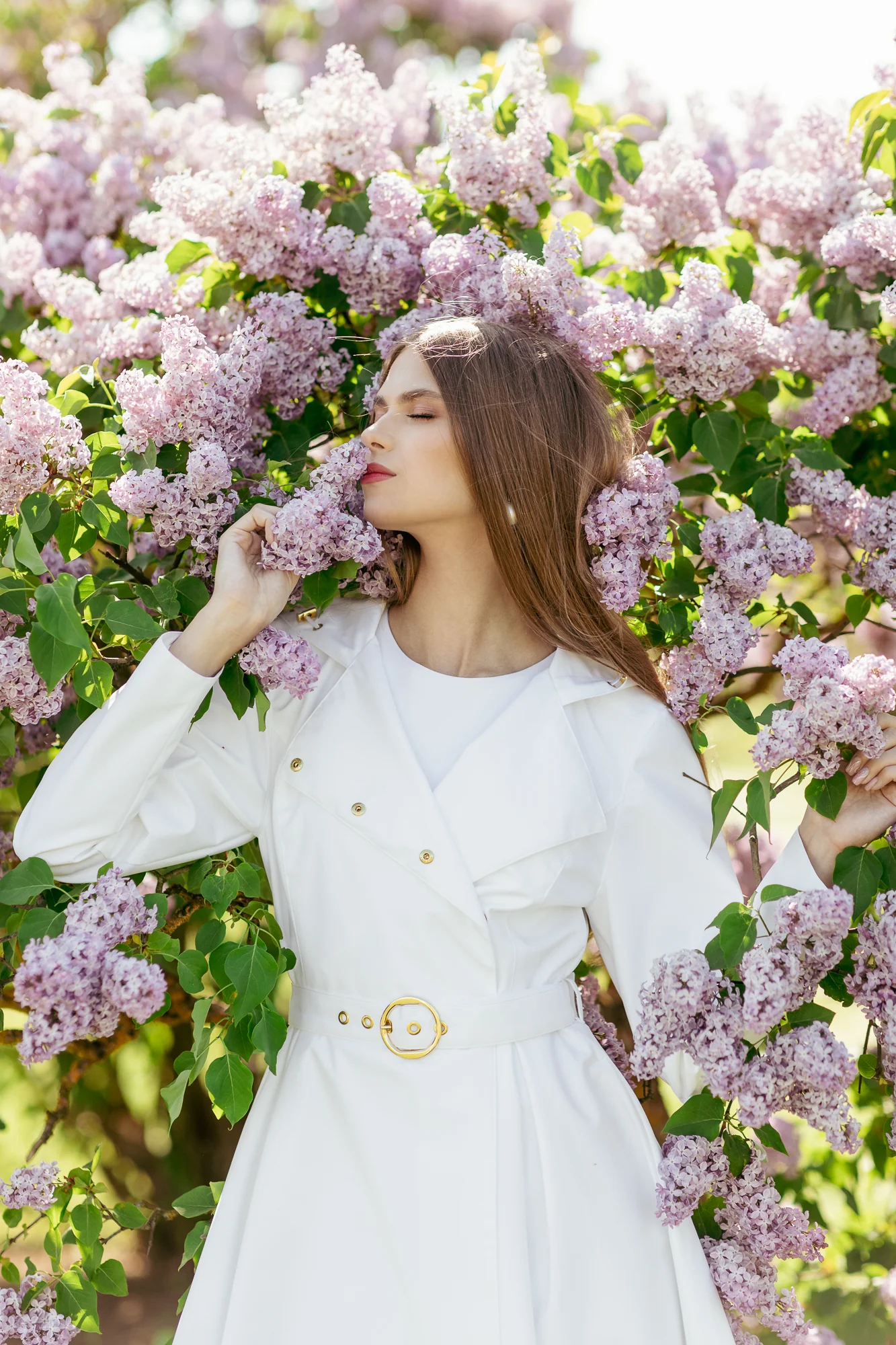 Double Breasted Trench Coat in White | Heavenly White - Image 5