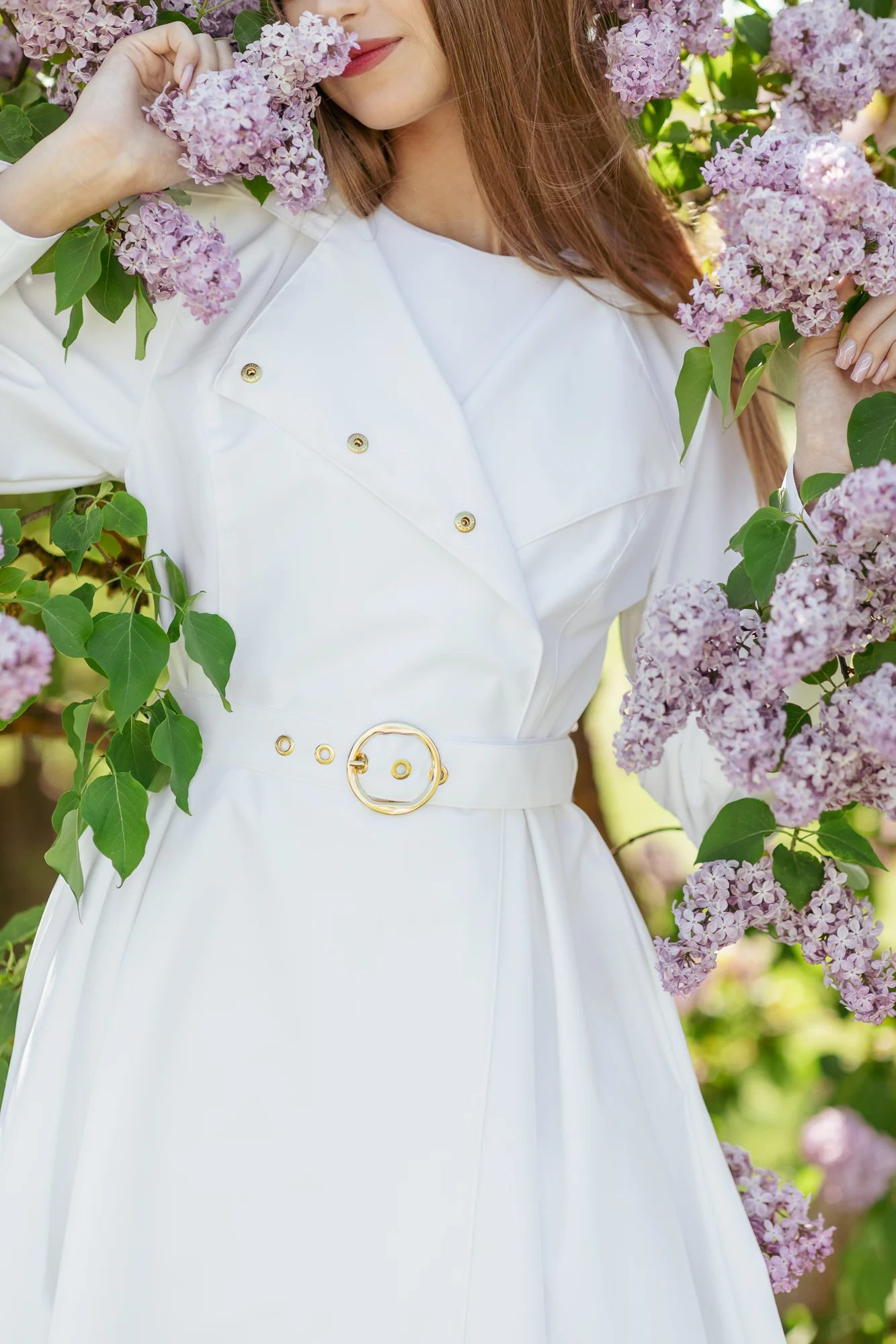 Double Breasted Trench Coat in White | Heavenly White - Image 6