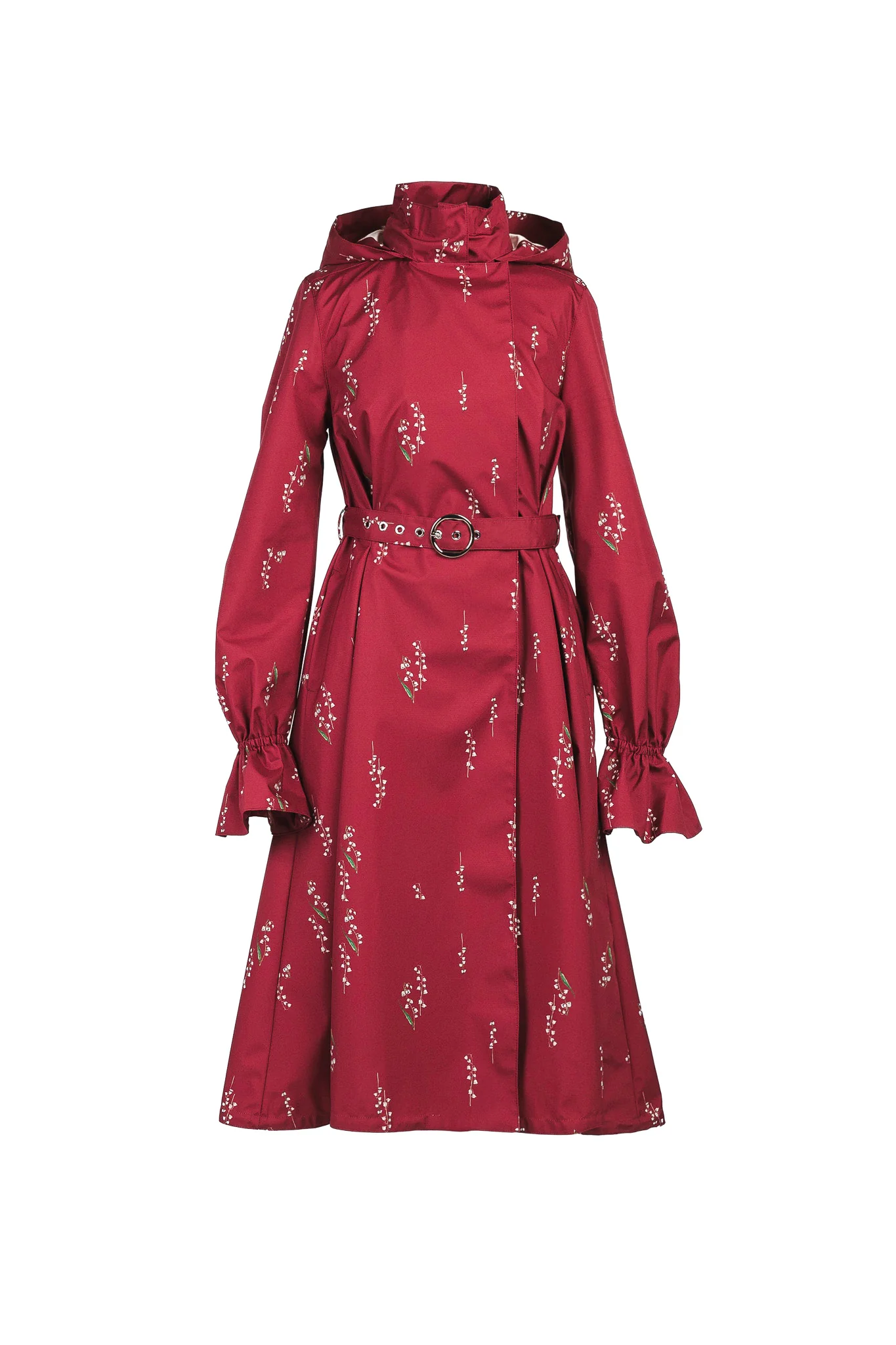Double Breasted Women's Spring Coat with Front Pleats in Red | Crimson Lily - Image 9