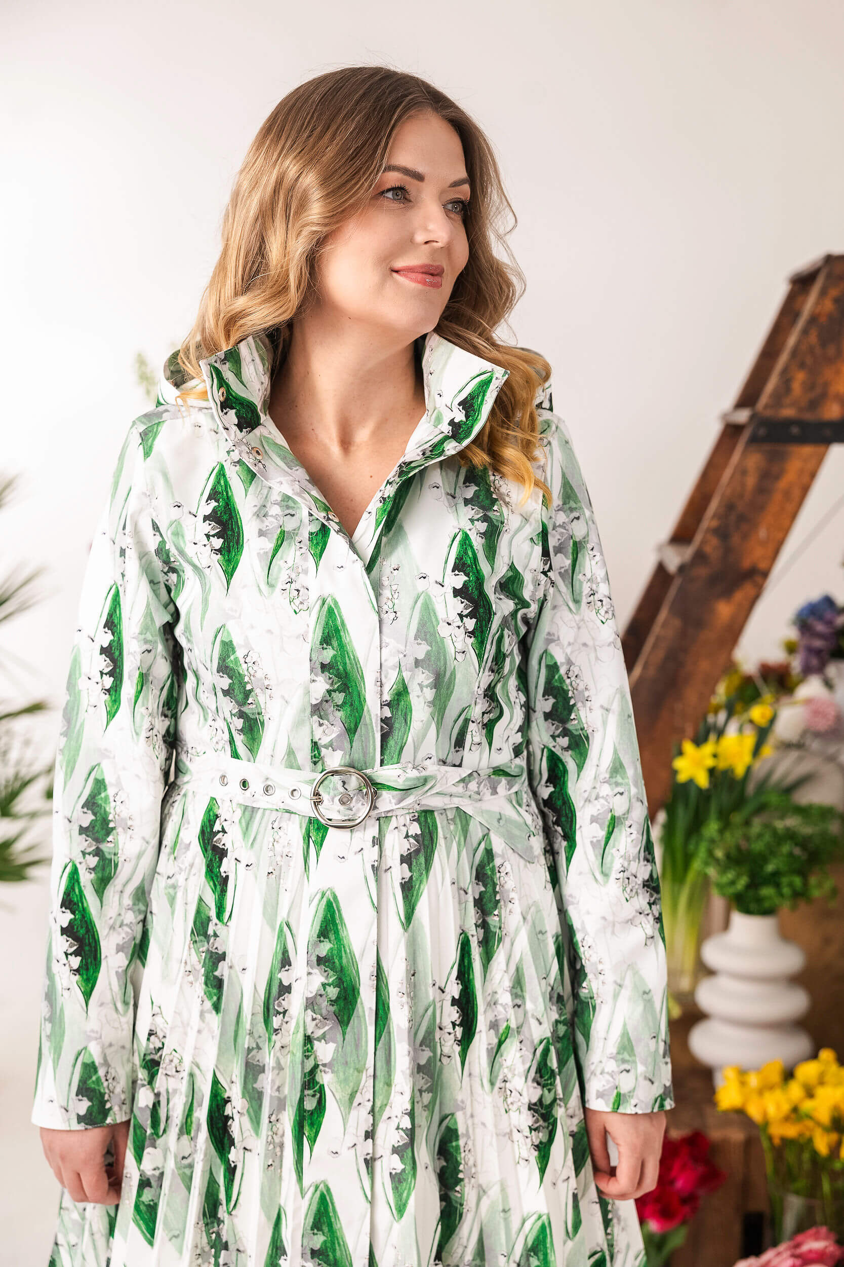 Fit and Flare Coat with A-Line Pleated Skirt for Spring | Whispers of May - Image 3