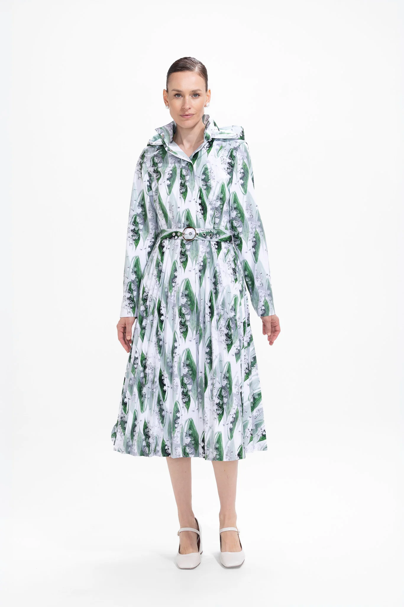 Fit and Flare Coat with A-Line Pleated Skirt for Spring | Whispers of May - Image 4