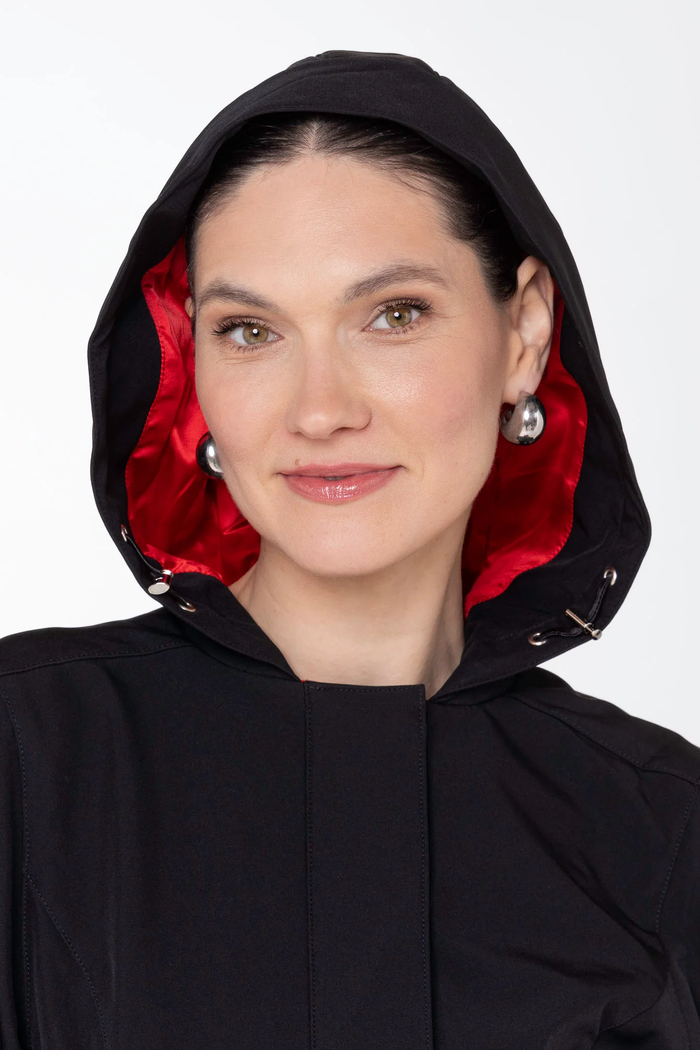 Fit and Flare Coat with Full Circle skirt in Black and Red | Raven Red - Image 6