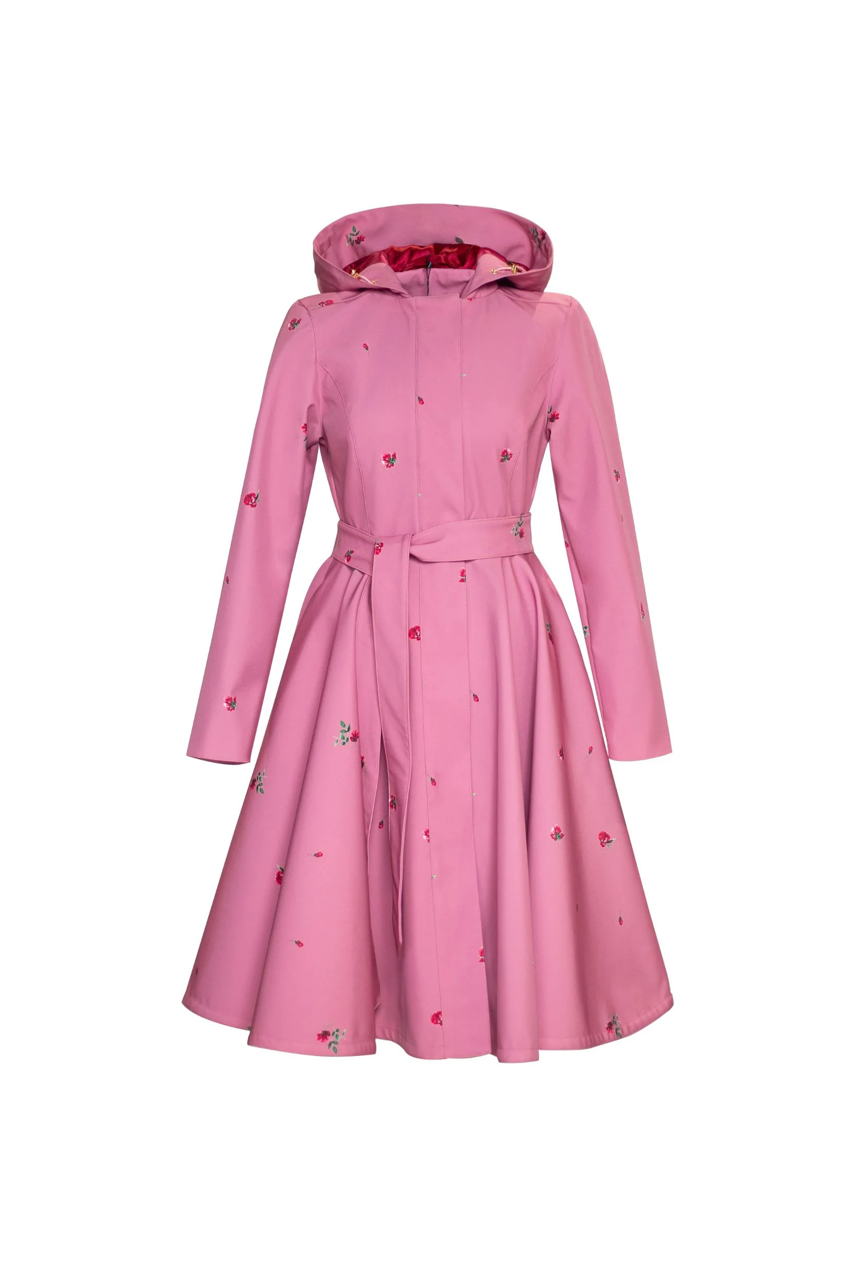 Fit and Flare Coat with Full Circle Skirt in Pink | Raspberry Sorbet - Image 9