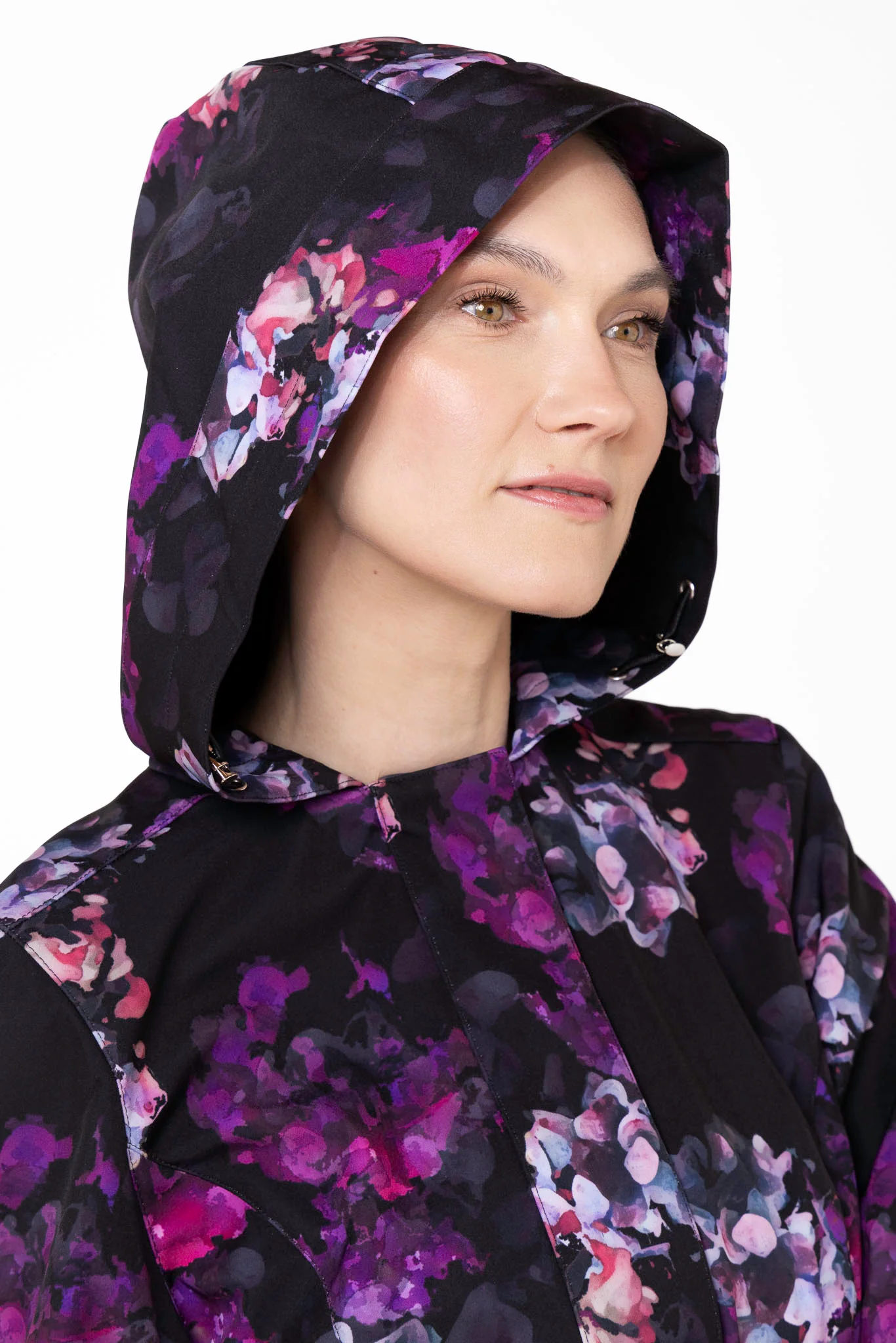 Fit and Flare Coat with A-Line Skirt in Black and Purple | Hortense - Image 6