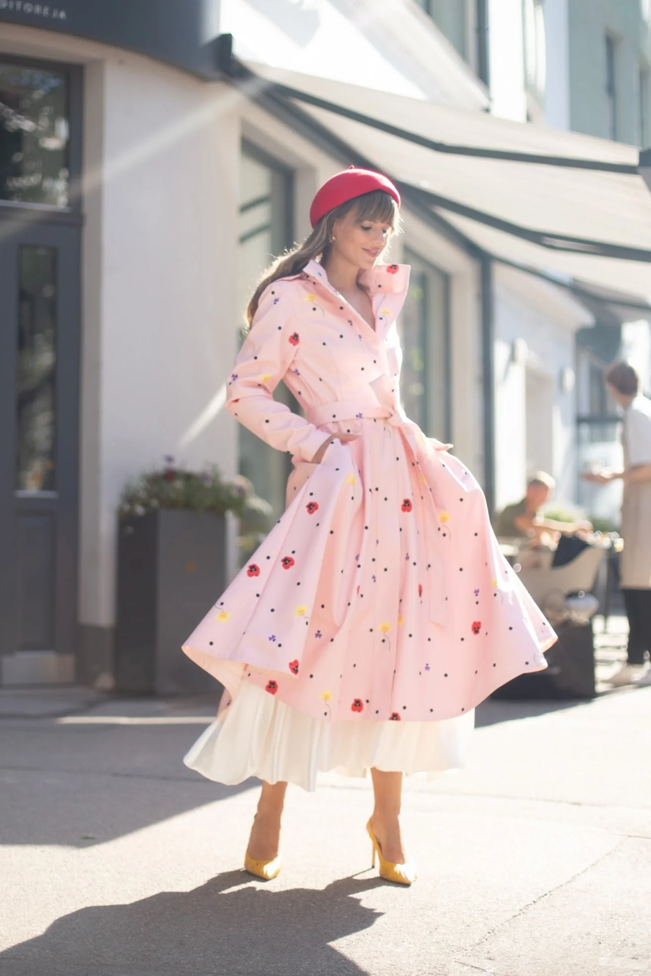 Fit and Flare Coat with A-Line Skirt in Soft Pink | Cotton Candy - Image 2