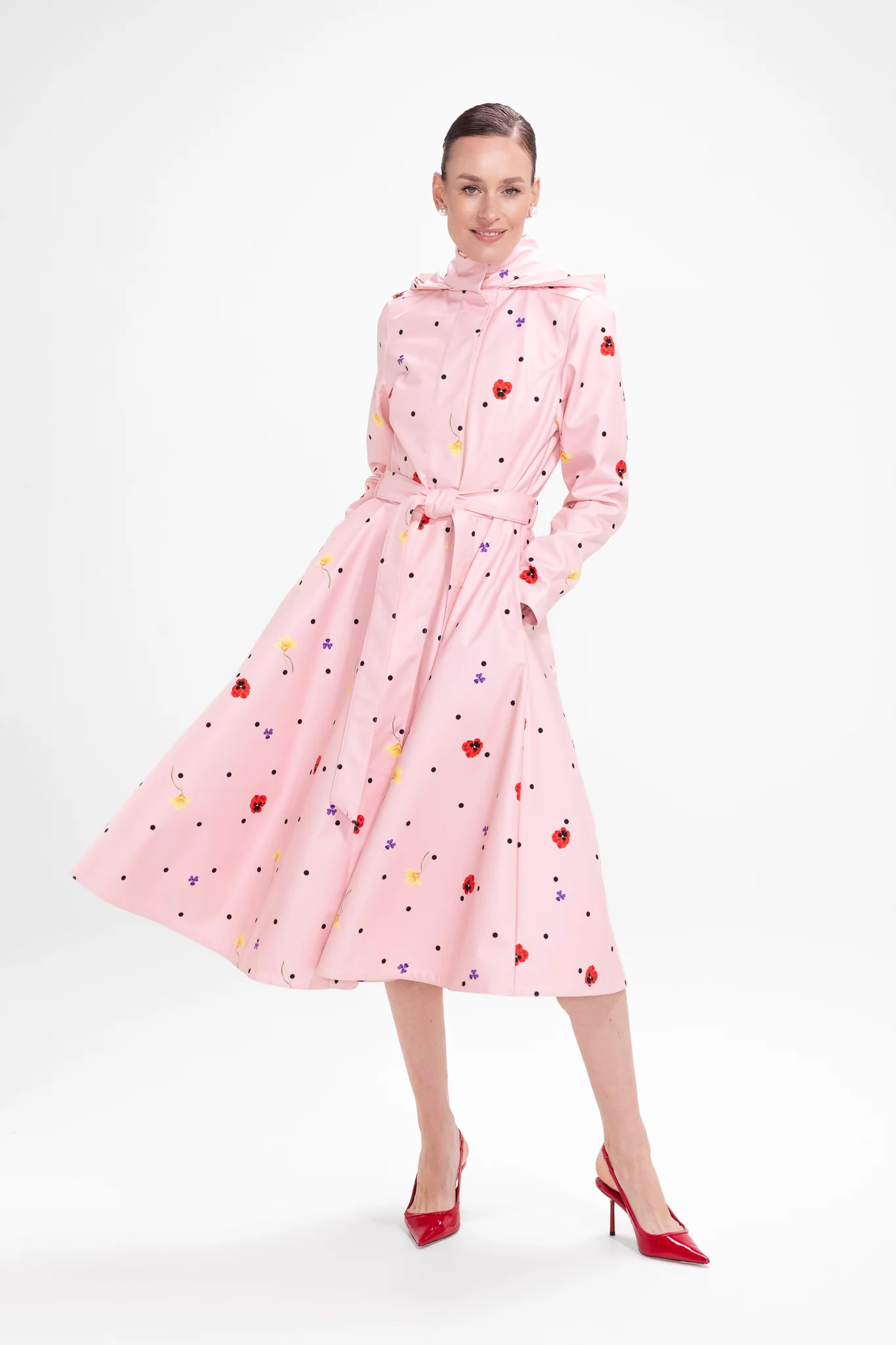Fit and Flare Coat with A-Line Skirt in Soft Pink | Cotton Candy - Image 4