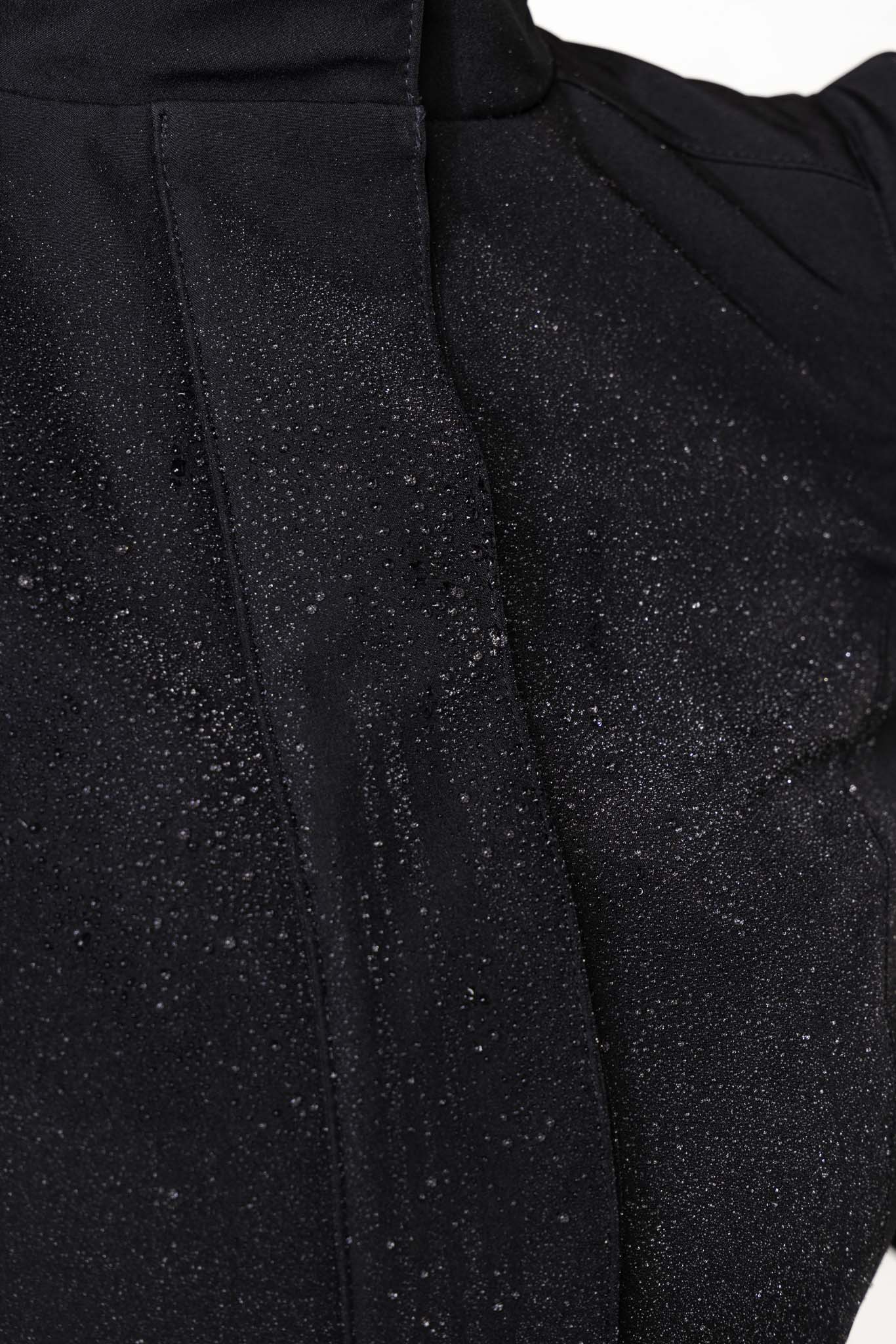 Fit and Flare Coat with Balloon-Styled Sleeves in Black | Majestic Night - Image 7