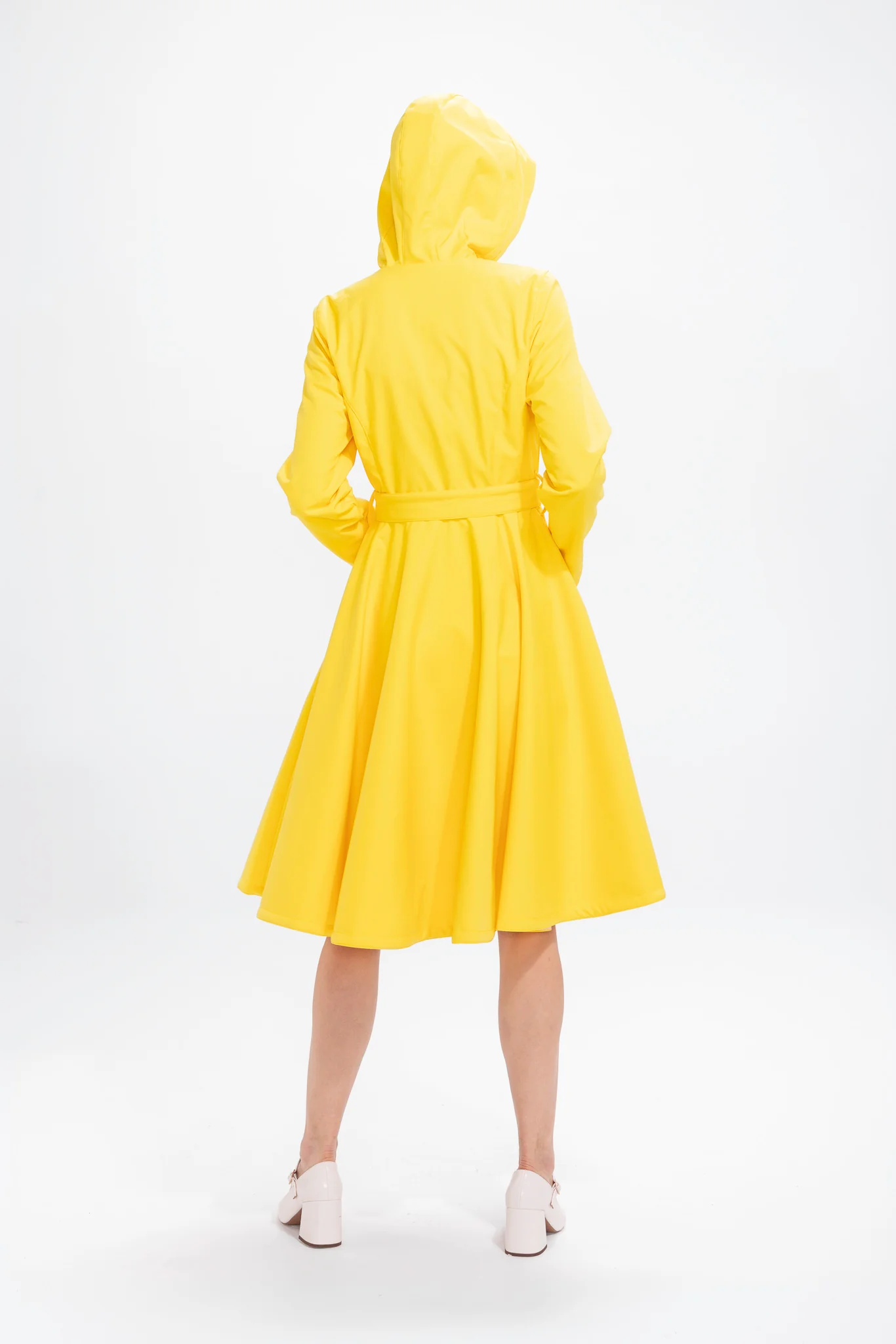 Fitted and Flared Coat with Full Circle Skirt in Bright Yellow | Yellow Sun - Image 5