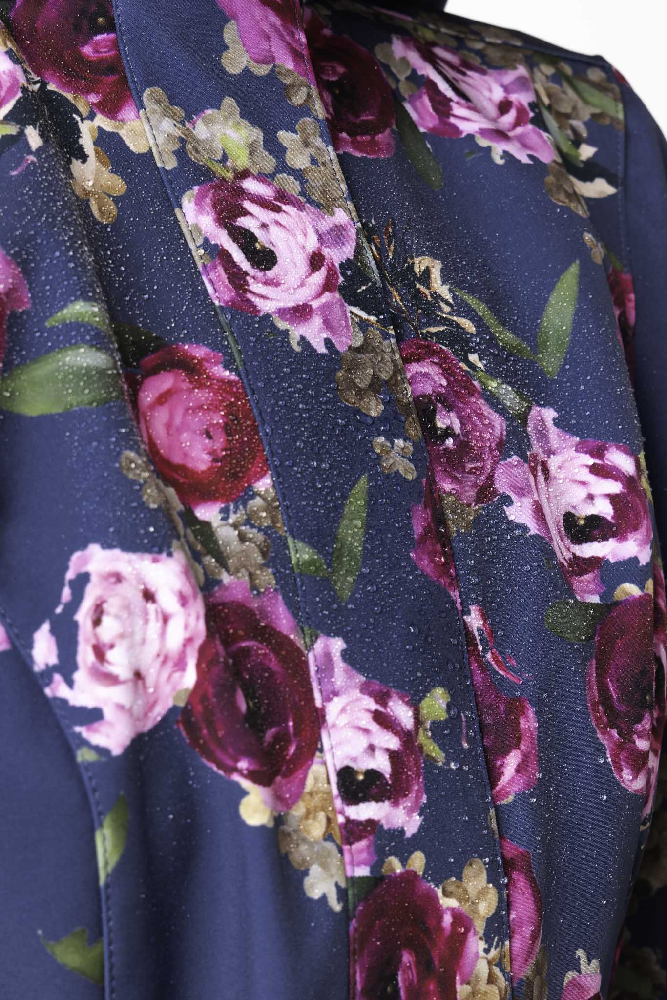 Fit and Flare Coat with Pleated Back in Blue and Pink | Misty Rose - Image 7