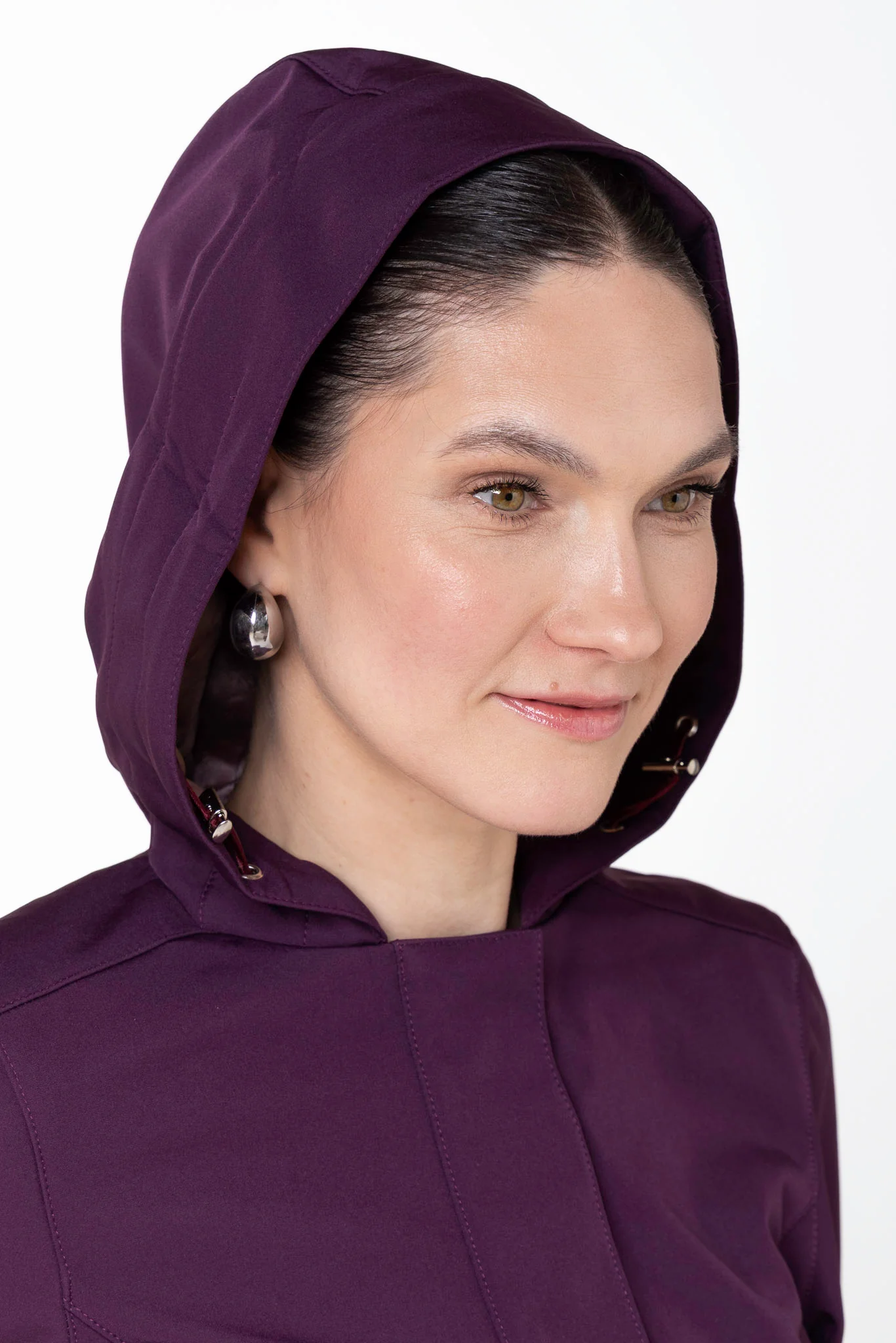 Fit and Flare Coat with Pleated Skirts in Dark Purple | Ruby Purple - Image 6