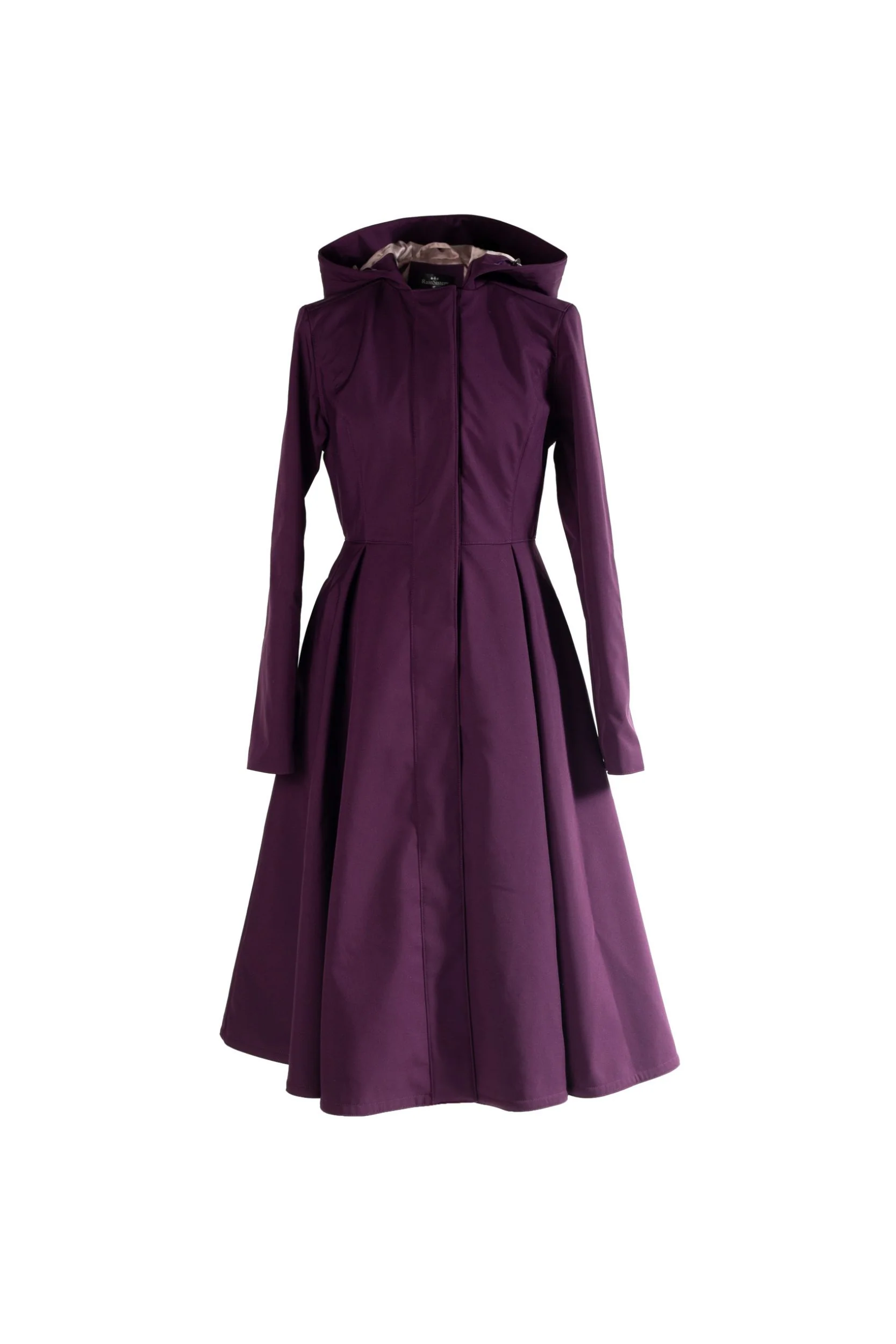 Fit and Flare Coat with Pleated Skirts in Dark Purple | Ruby Purple - Image 9