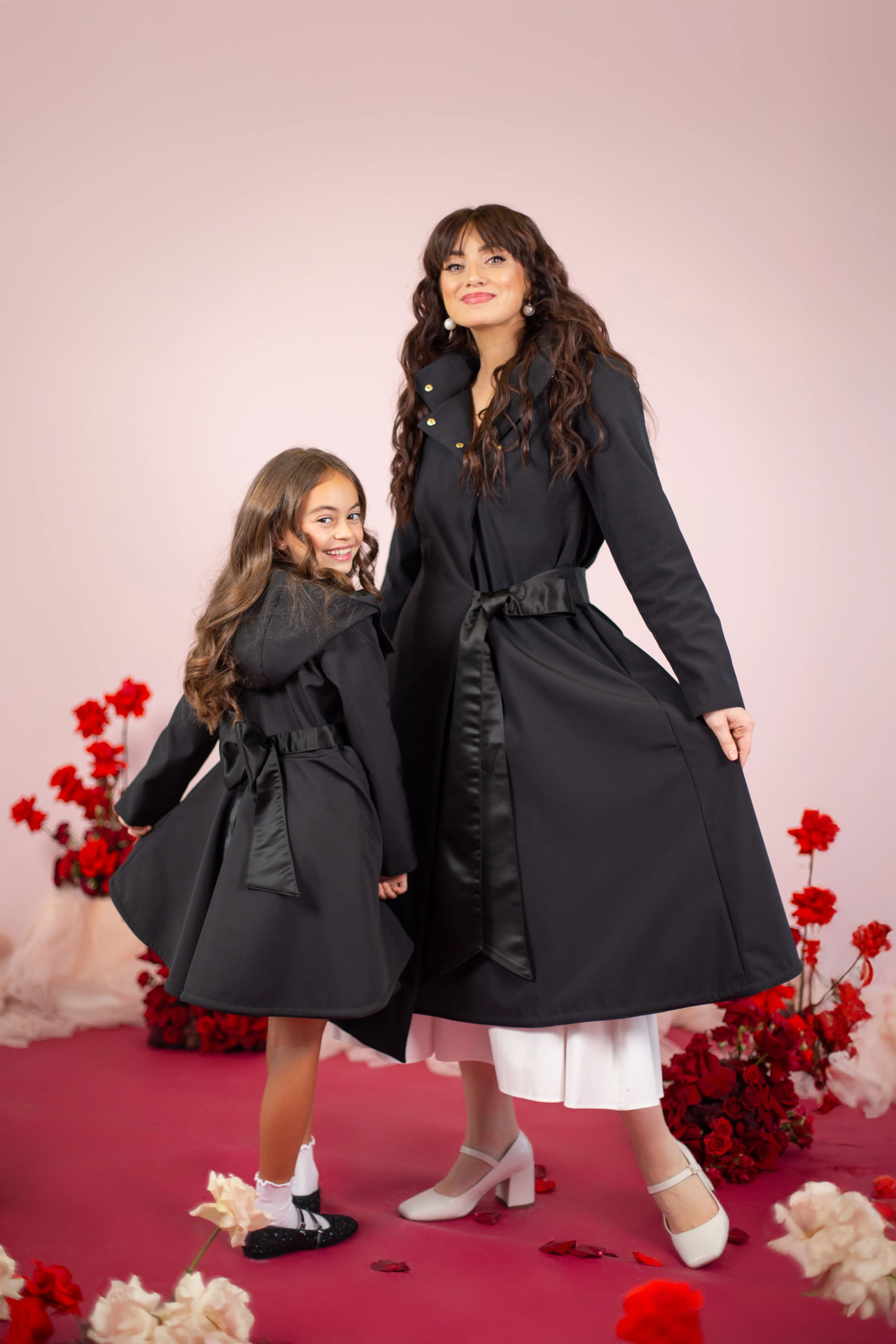 Girls' Black Coat with a Bow | Luxurious Bow - Image 5