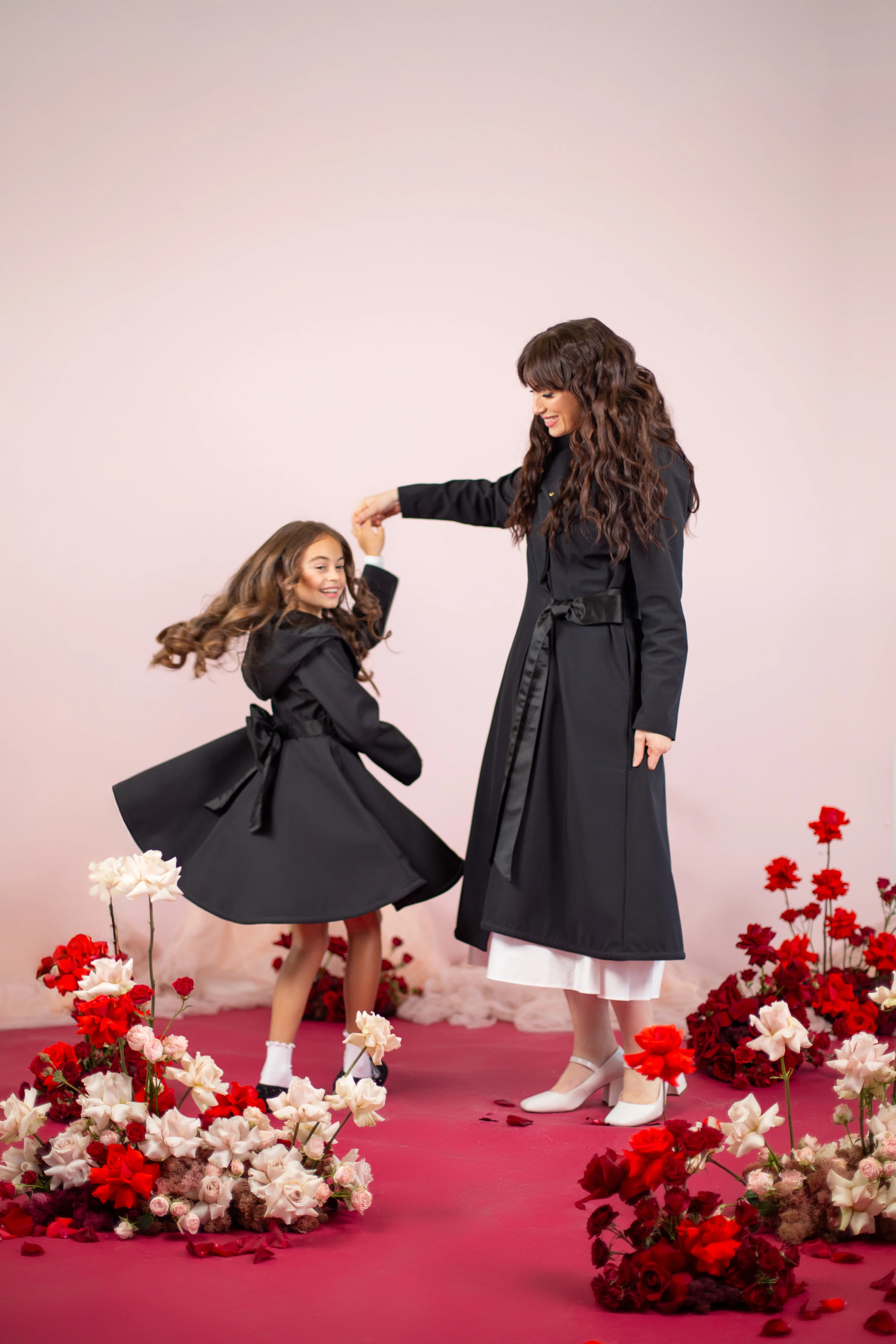 Girls' Black Coat with a Bow | Luxurious Bow - Image 6