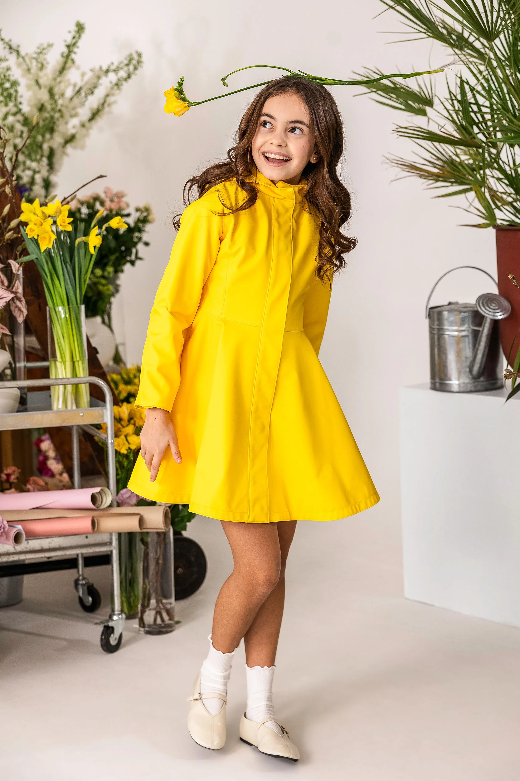 Girls' Yellow Coat with Hood | Yellow Sun - Image 5