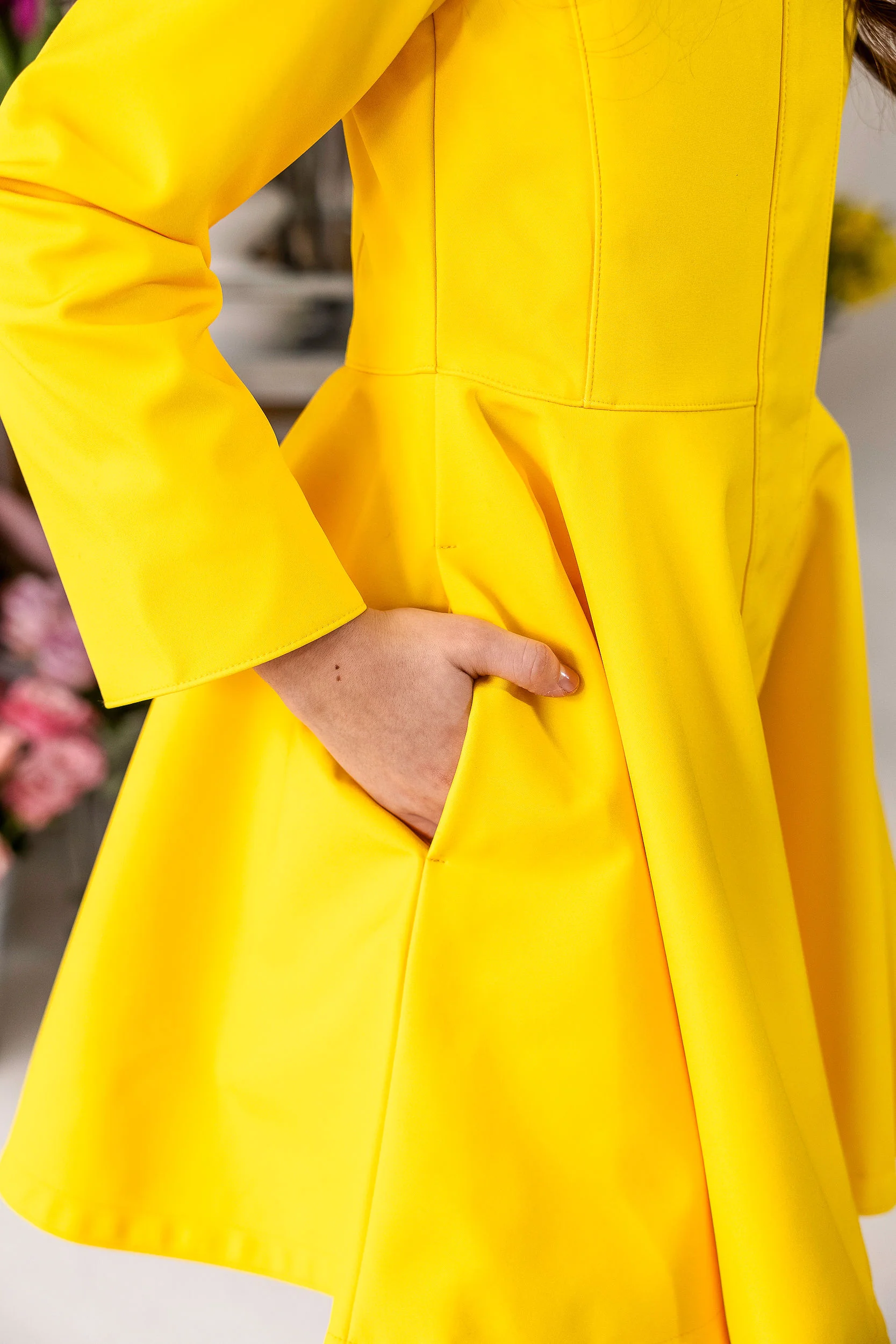 Girls' Yellow Coat with Hood | Yellow Sun - Image 7