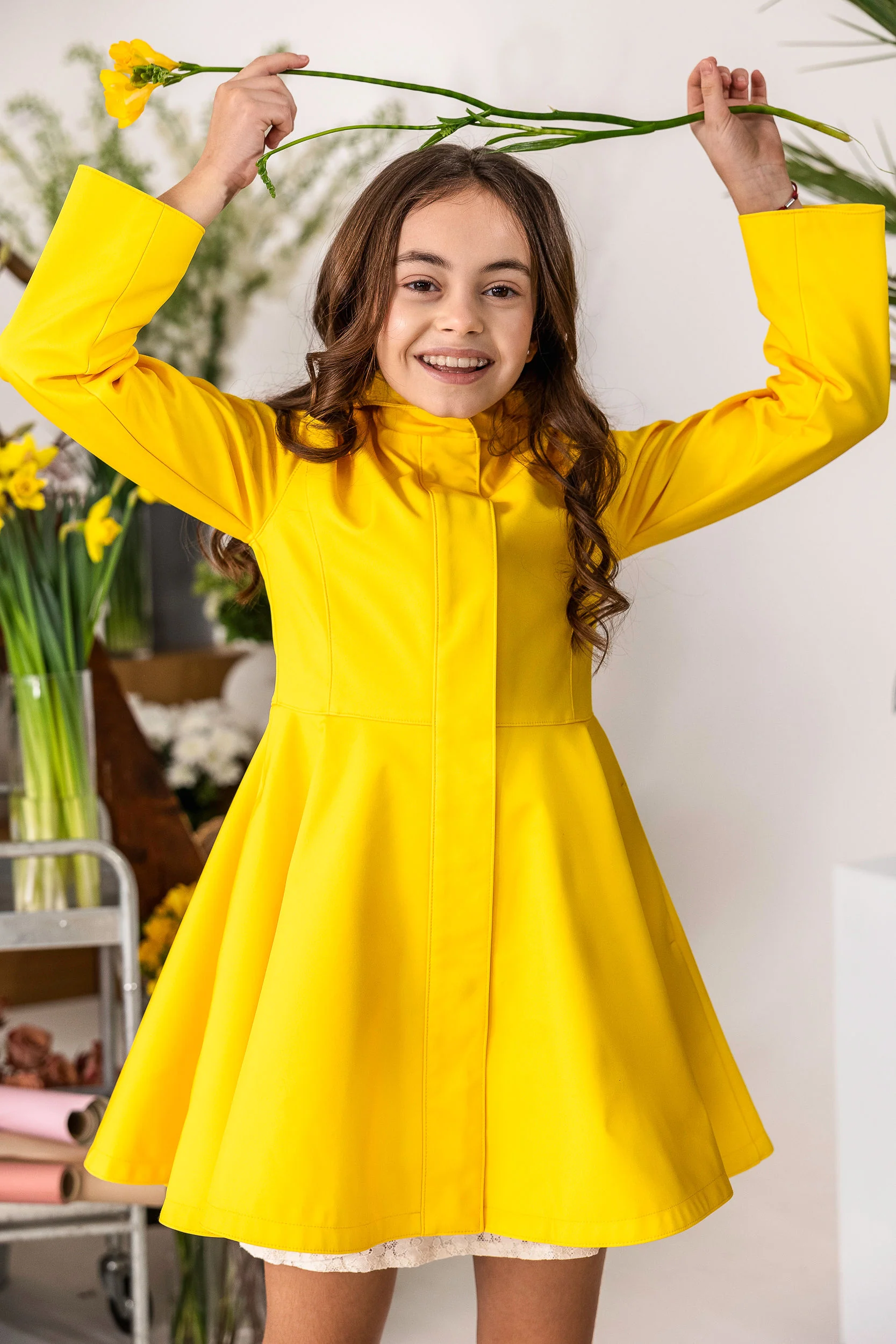 Girls' Yellow Coat with Hood | Yellow Sun - Image 8