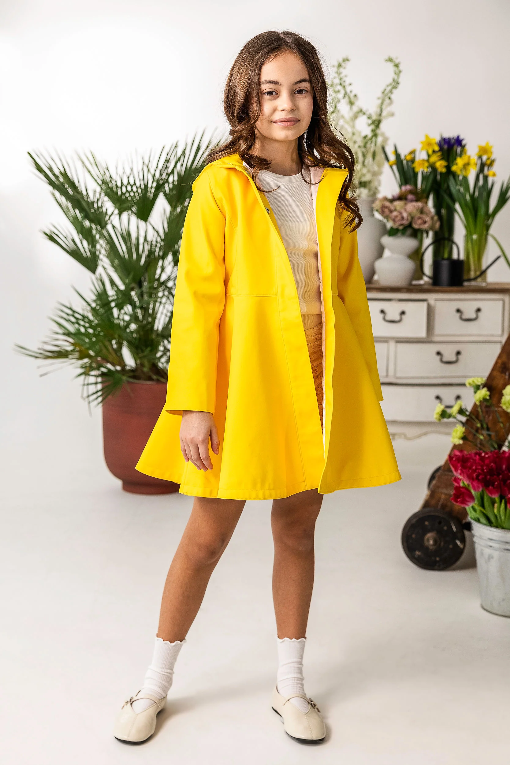 Girls' Yellow Coat with Hood | Yellow Sun - Image 9